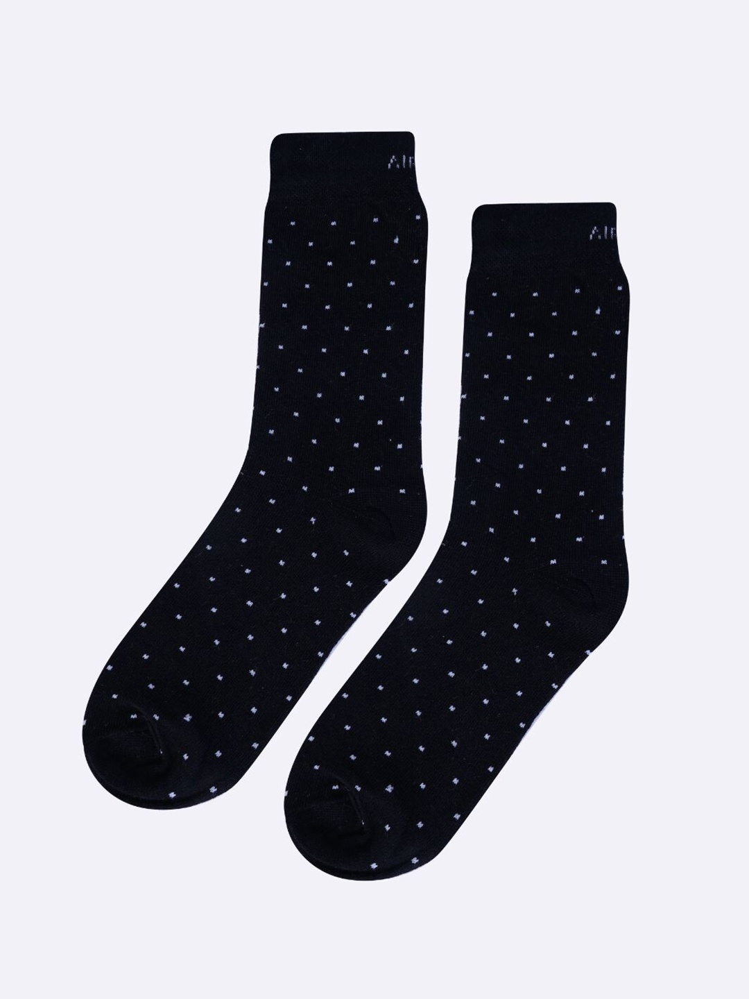 

AIR GARB Unisex Polka Dot Printed Calf-Length Socks, Black