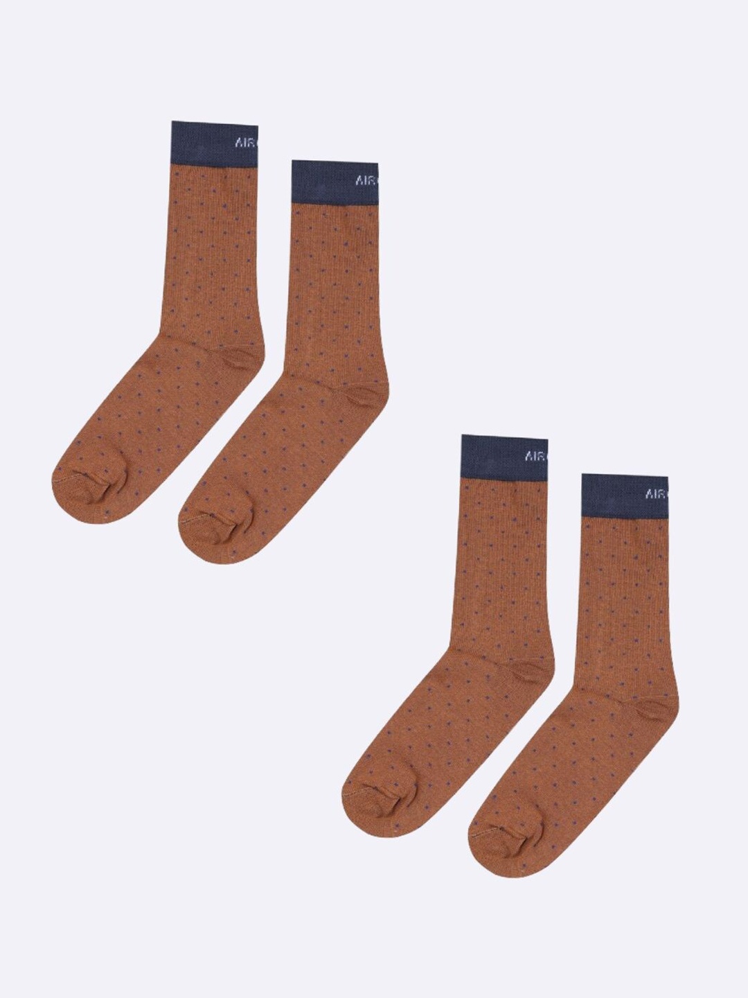 

AIR GARB Pack Of 2 Polka Dot Printed Calf-Length Socks, Brown