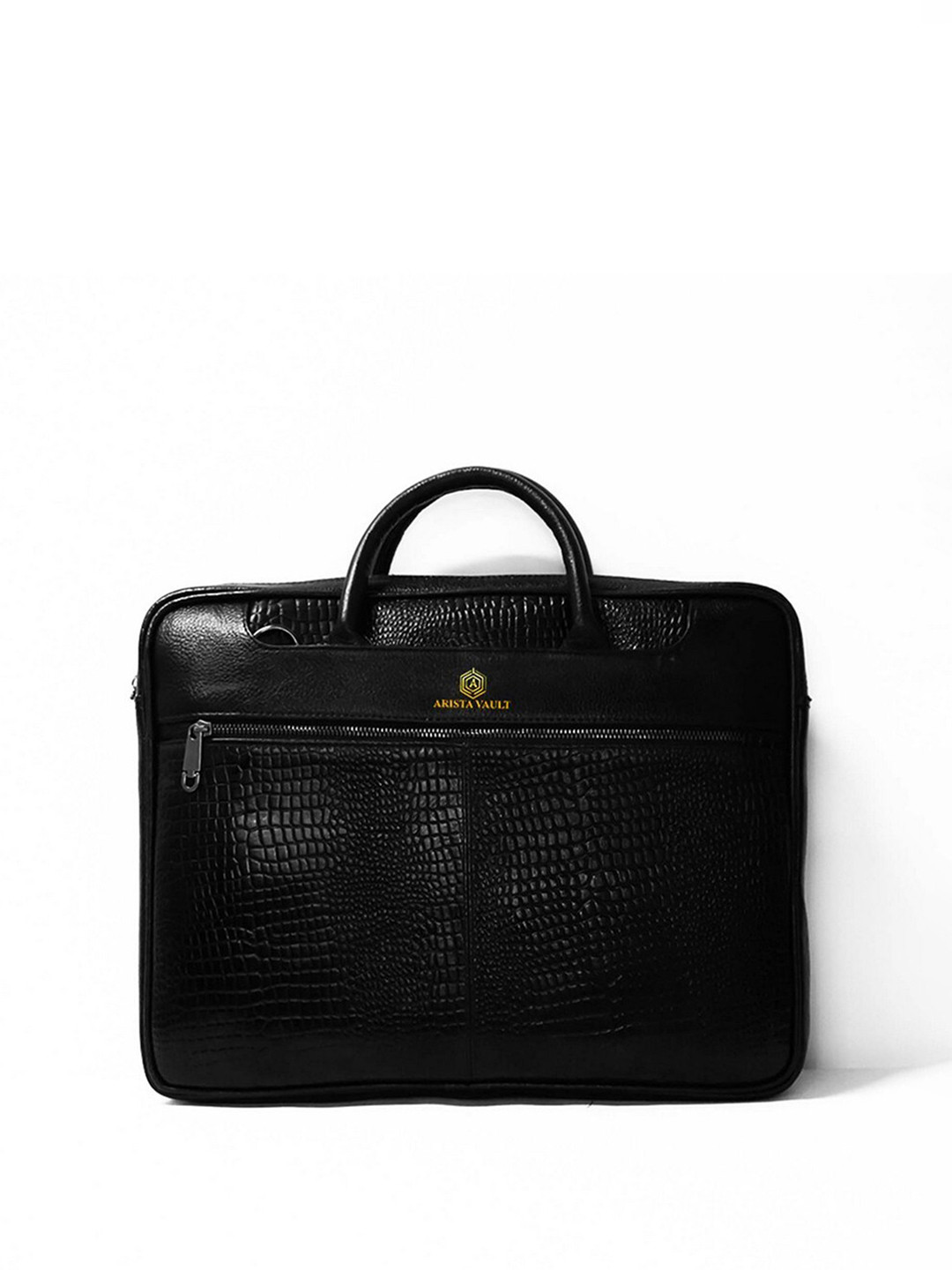 

ARISTA VAULT Unisex Leather Laptop Bag, Black