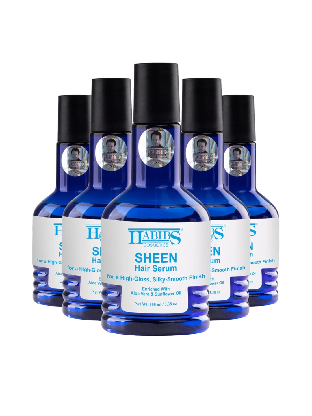 

HABIBS Sheen Set of 5 Hair Serum For Silky Smooth Finish - 100ml Each, Blue