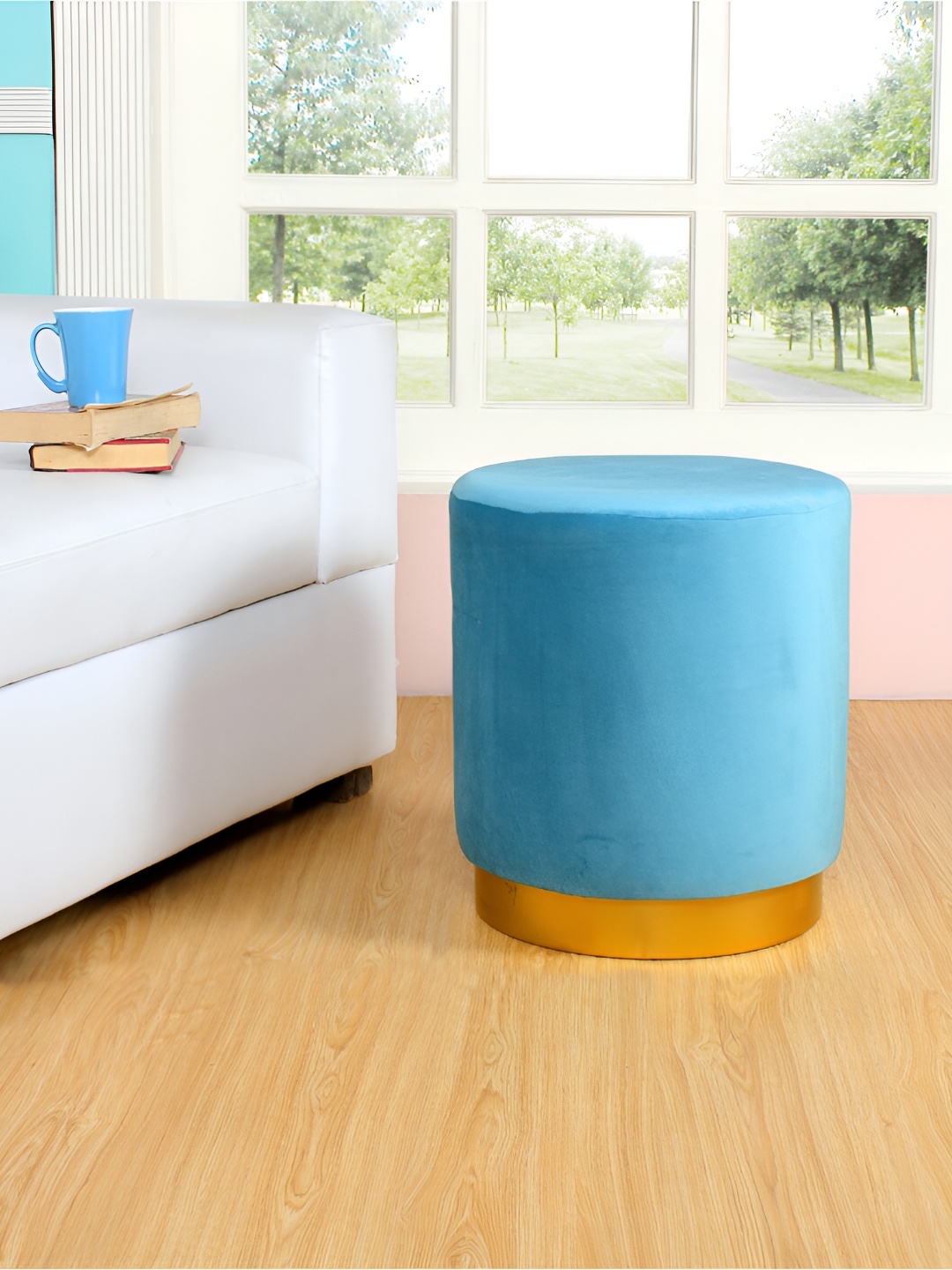 

Shadowkart Blue Textured Puffies Ottoman