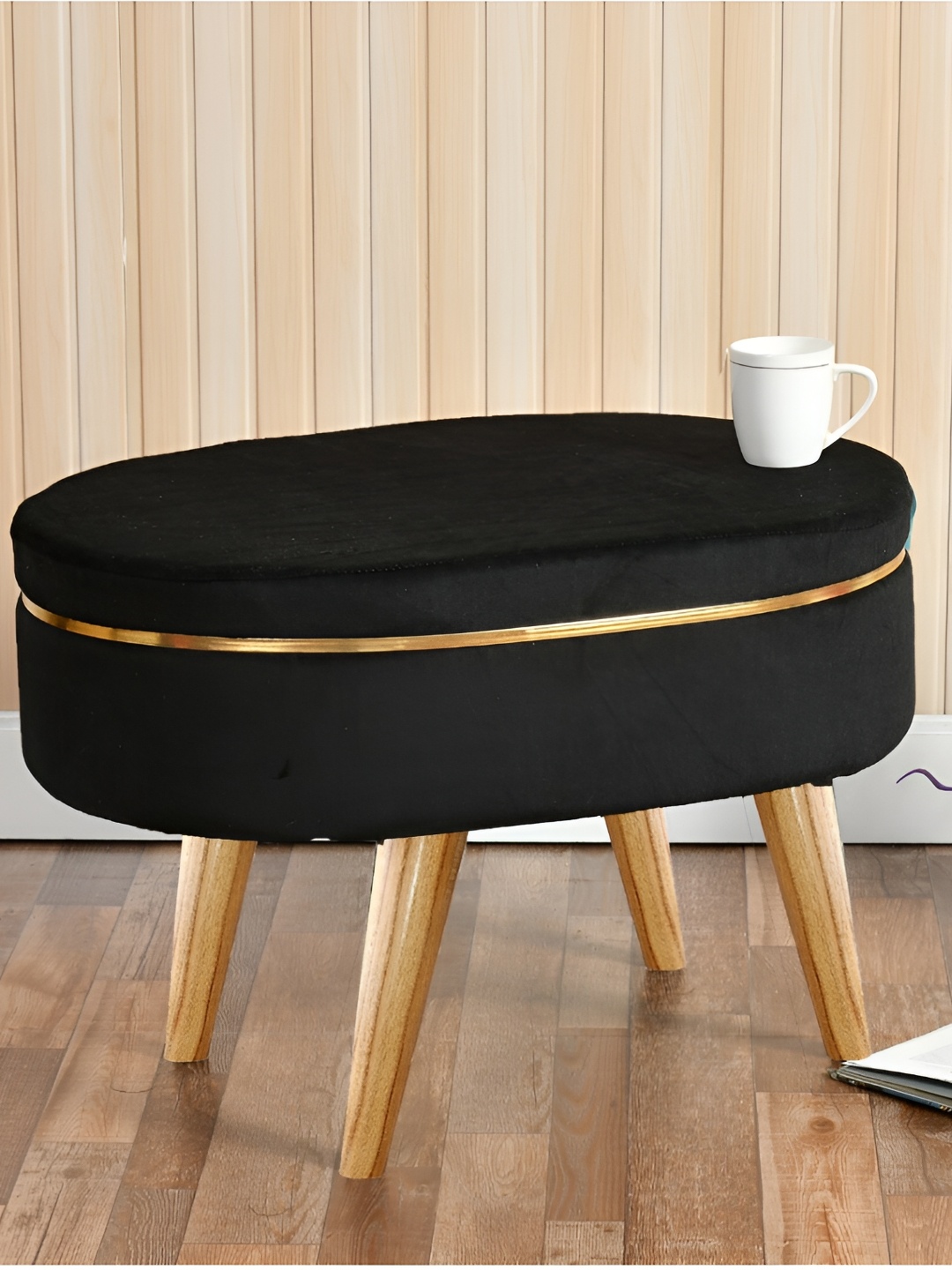 

Shadowkart Black Wooden Pouffes Sitting Mudda Ottomans