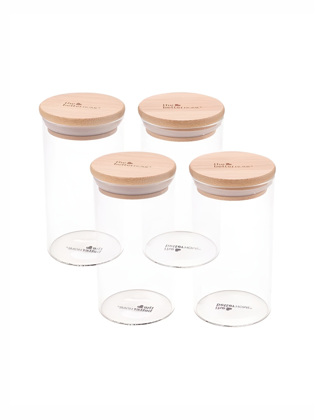 

The Better Home Set of 4 Borosilicate Glass Jars With Bamboo Lids 300 Ml, Transparent