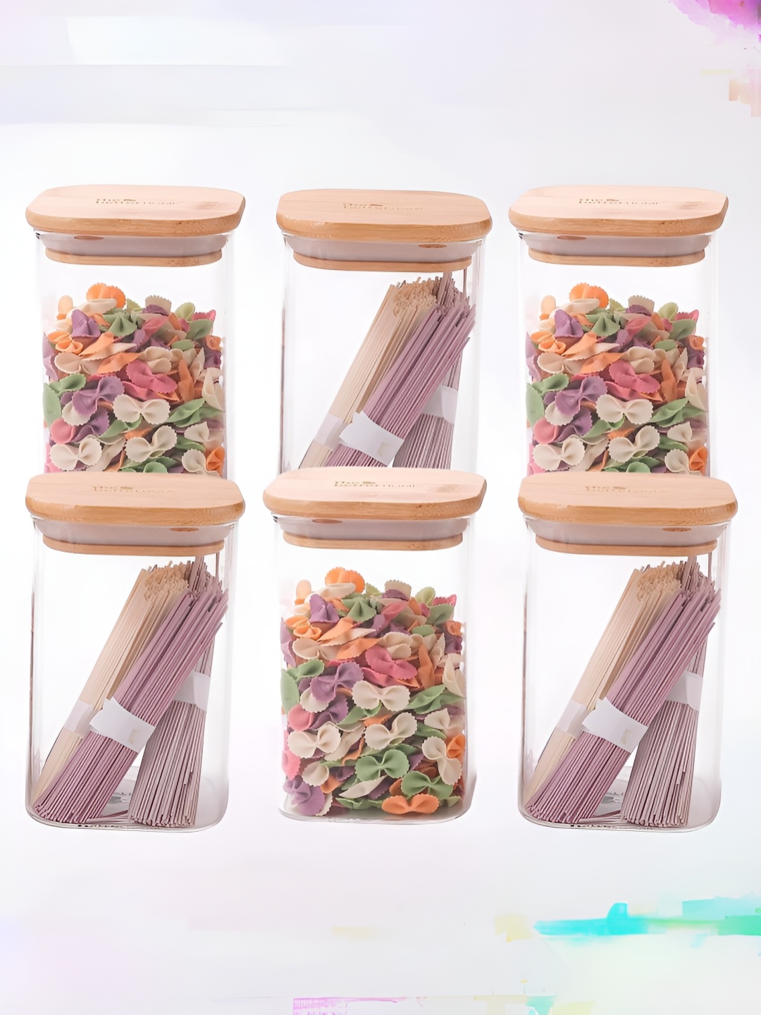 

The Better Home Set of 6 Rectangular Borosilicate Glass Jars - 600 Ml, Transparent
