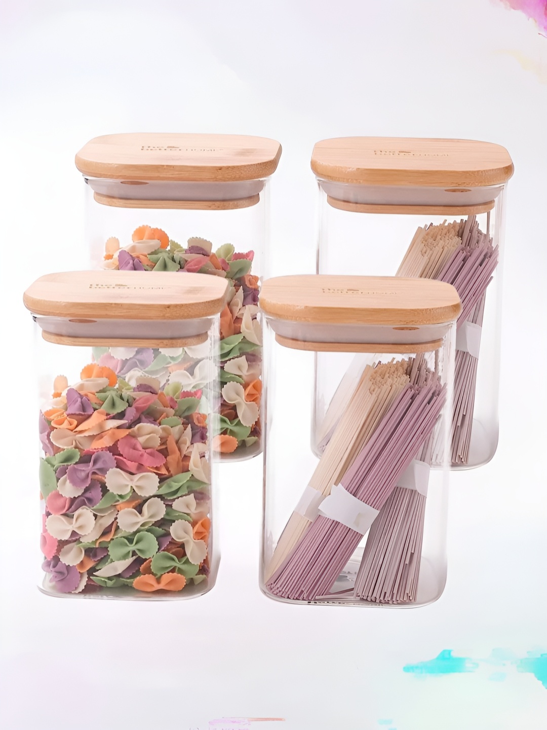 

The Better Home Set of 4 Rectangular Borosilicate Glass Jars 600 Ml, Transparent