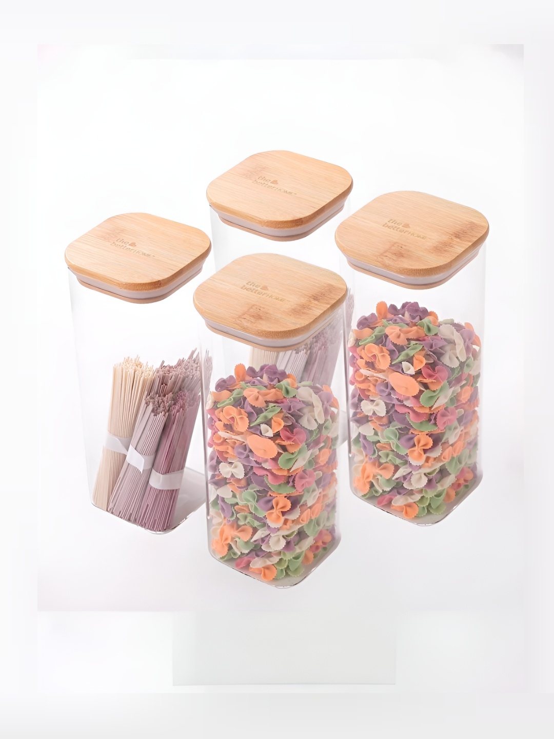 

The Better Home Set Of 4 Rectangular Borosilicate Glass Jars 1000ml, Transparent