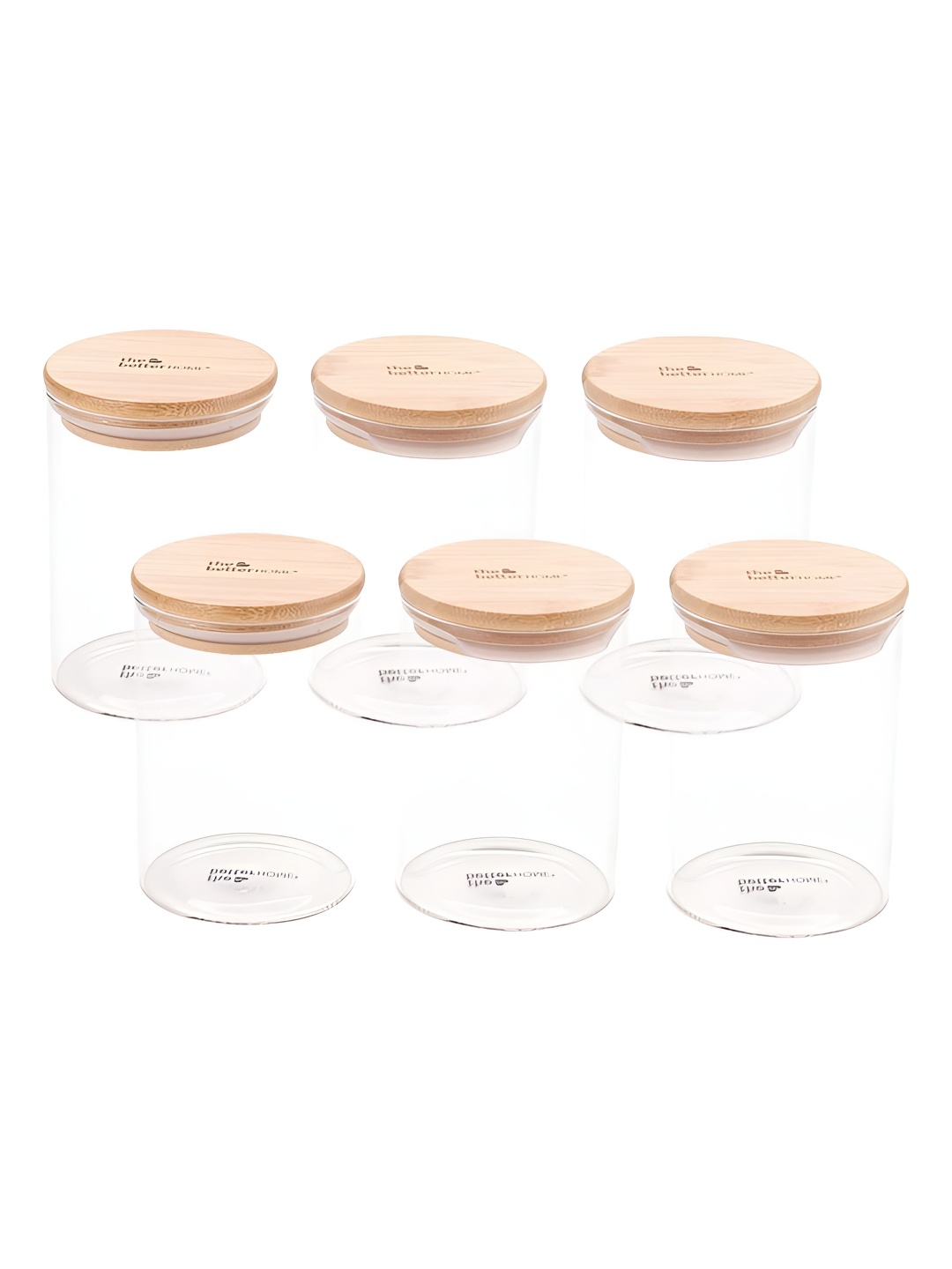 

The Better Home Set of 6 Borosilicate Glass Jars with Bamboo Lids - 300 Ml, Transparent