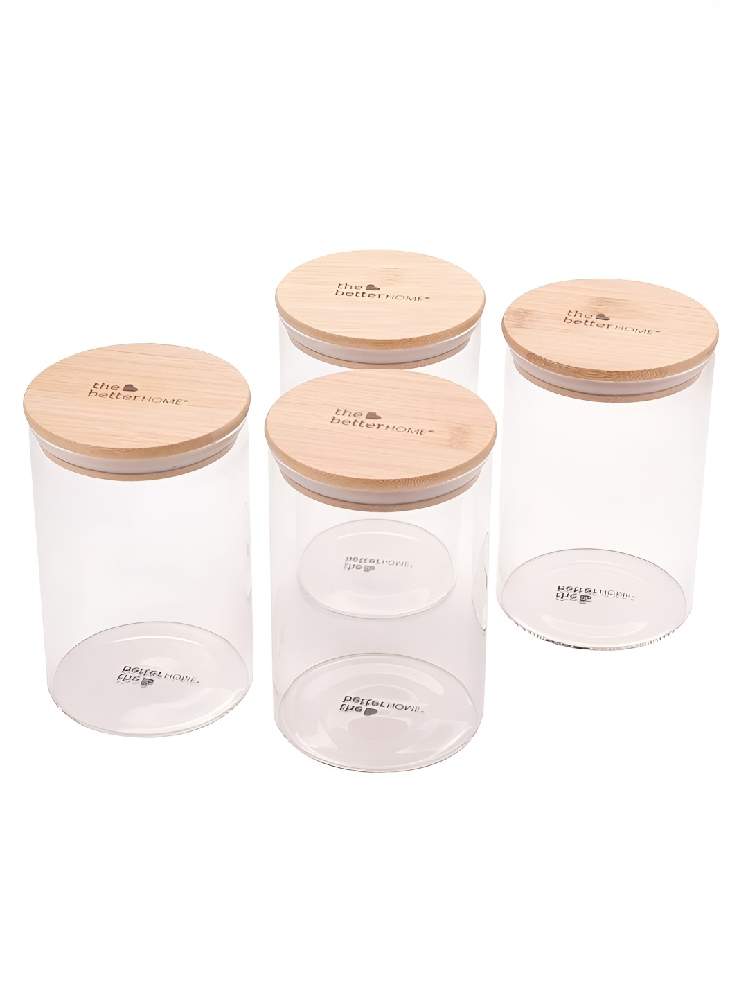 

The Better Home Set of 4 Borosilicate Glass Jars with Bamboo Lids 1L, Transparent