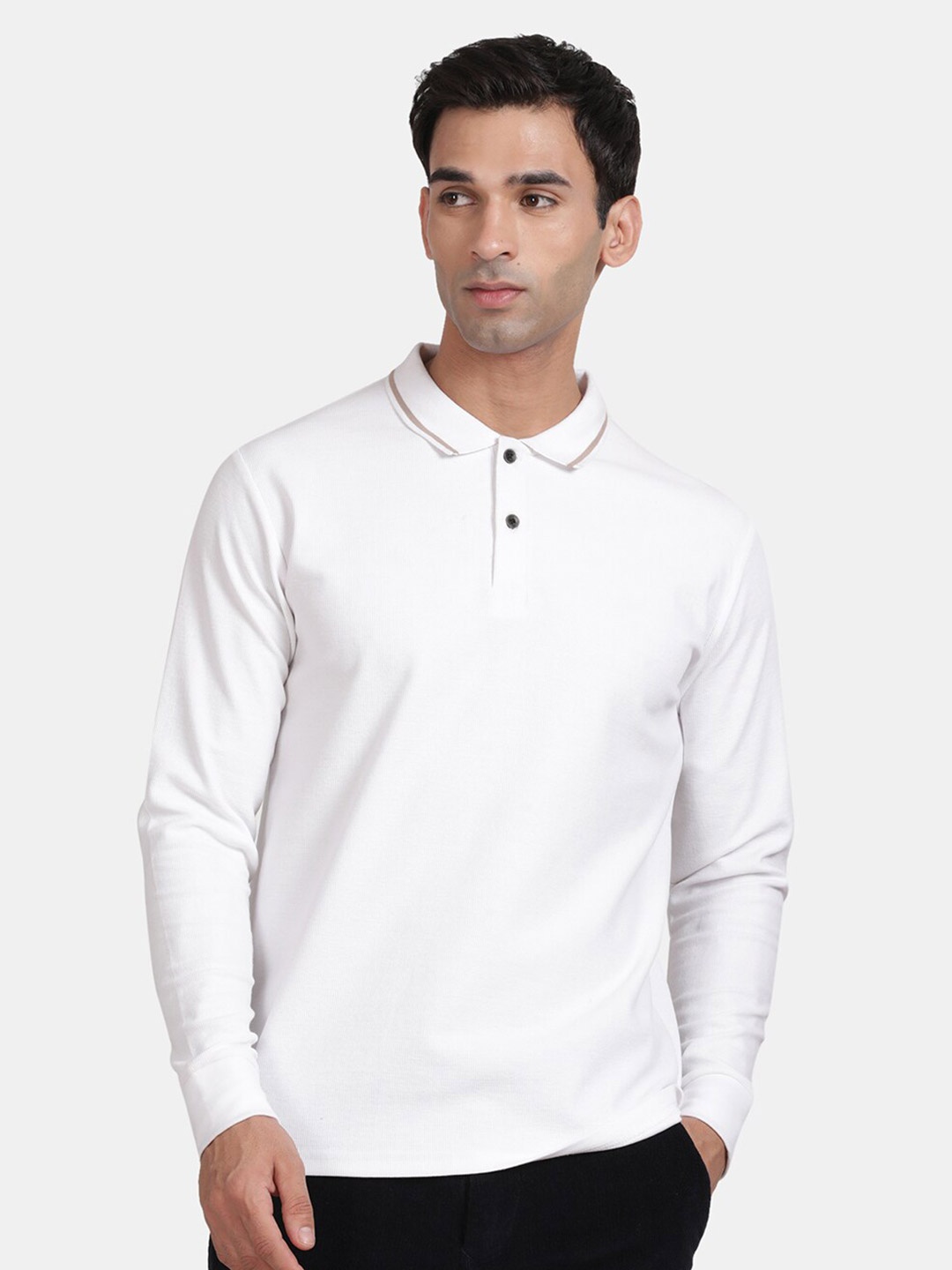 

t-base Polo Collar Cotton T-shirt, White