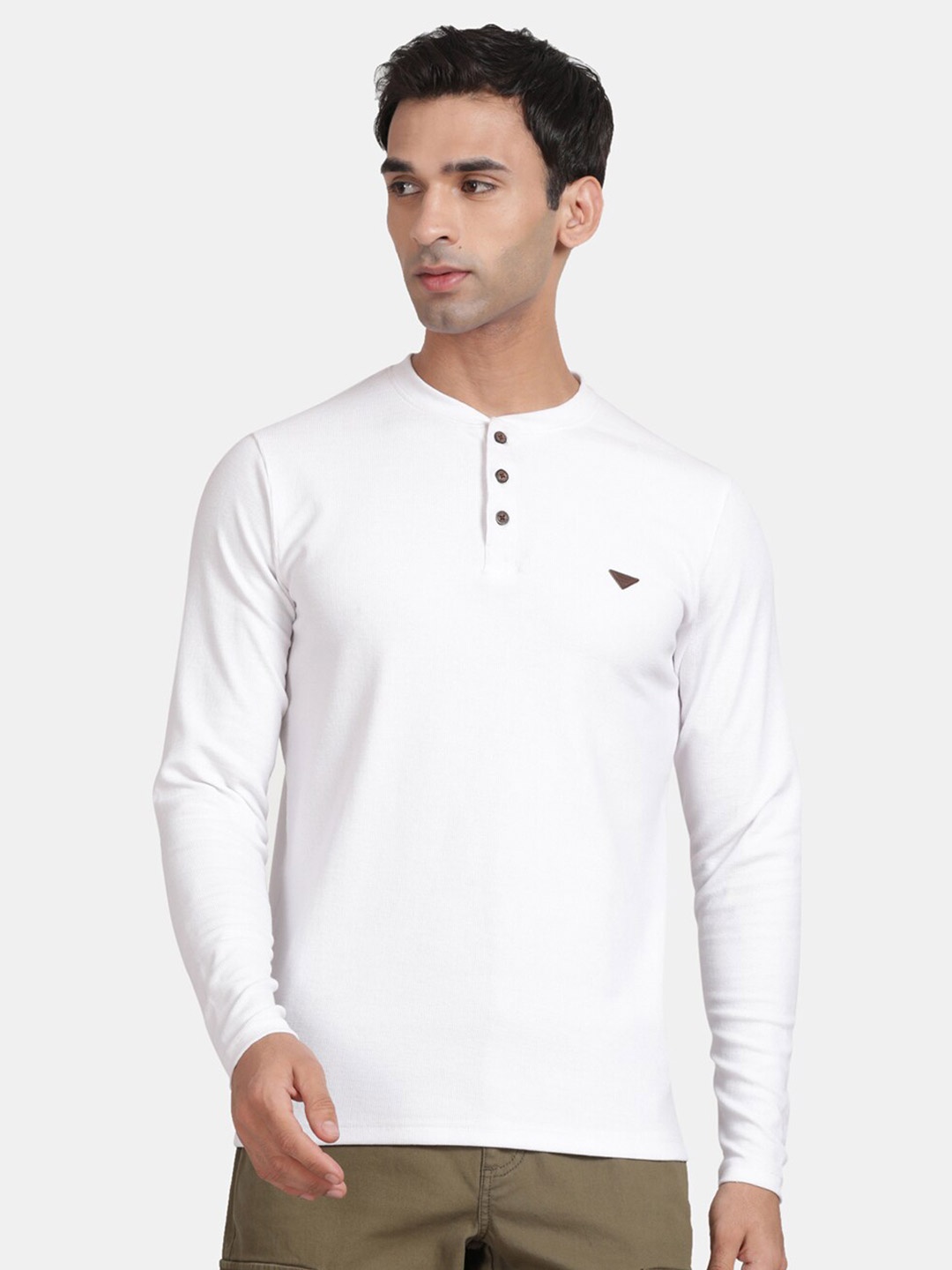 

t-base Henley Neck Cotton Relaxed Fit T-shirt, White
