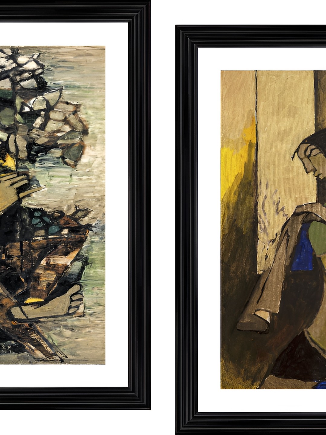 

Adventures India Beige & White 2 Pieces Wooden Painting Wall Art