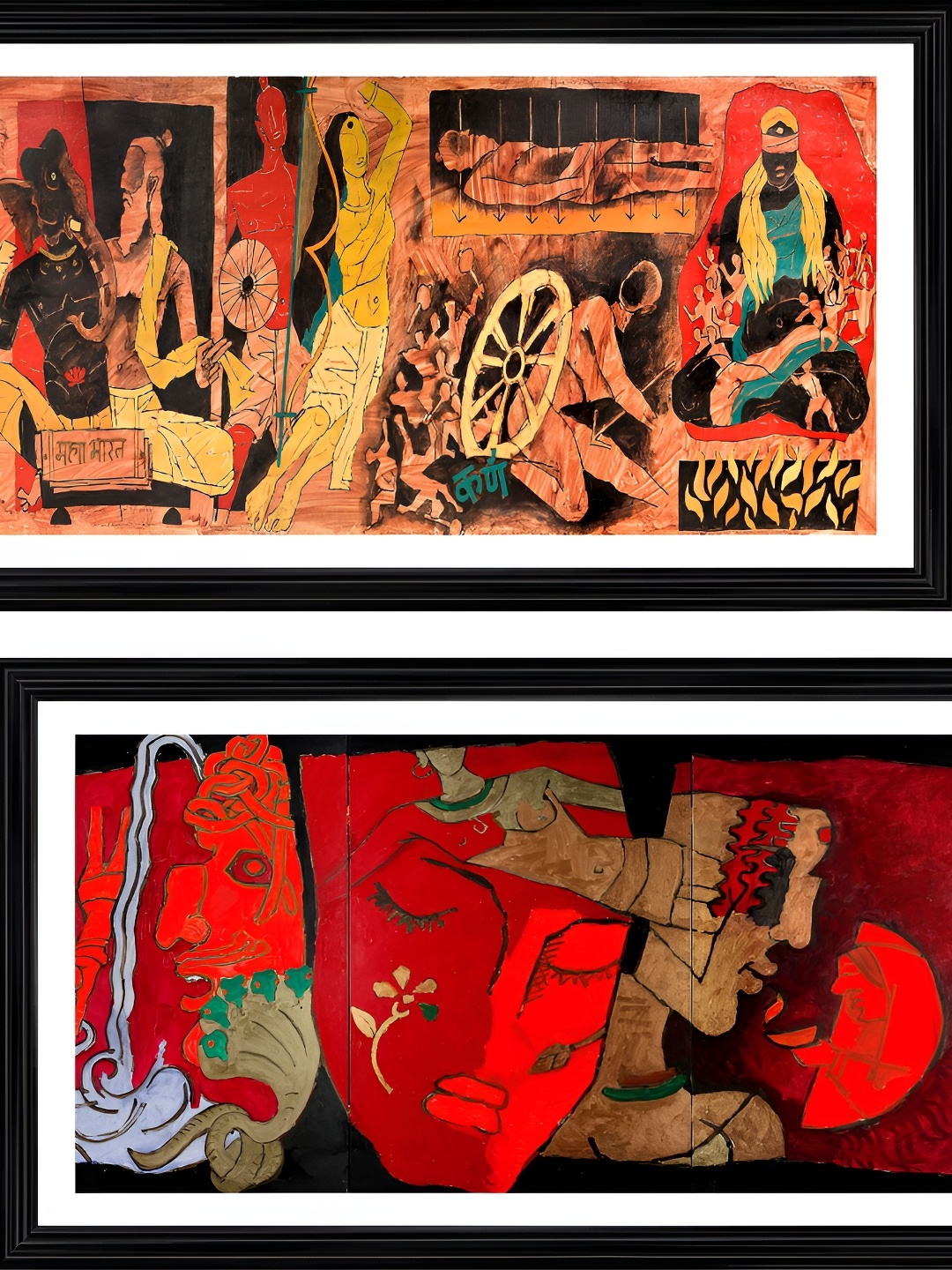 

Adventures India Red & White 2 Pieces Wooden Painting Wall Arts