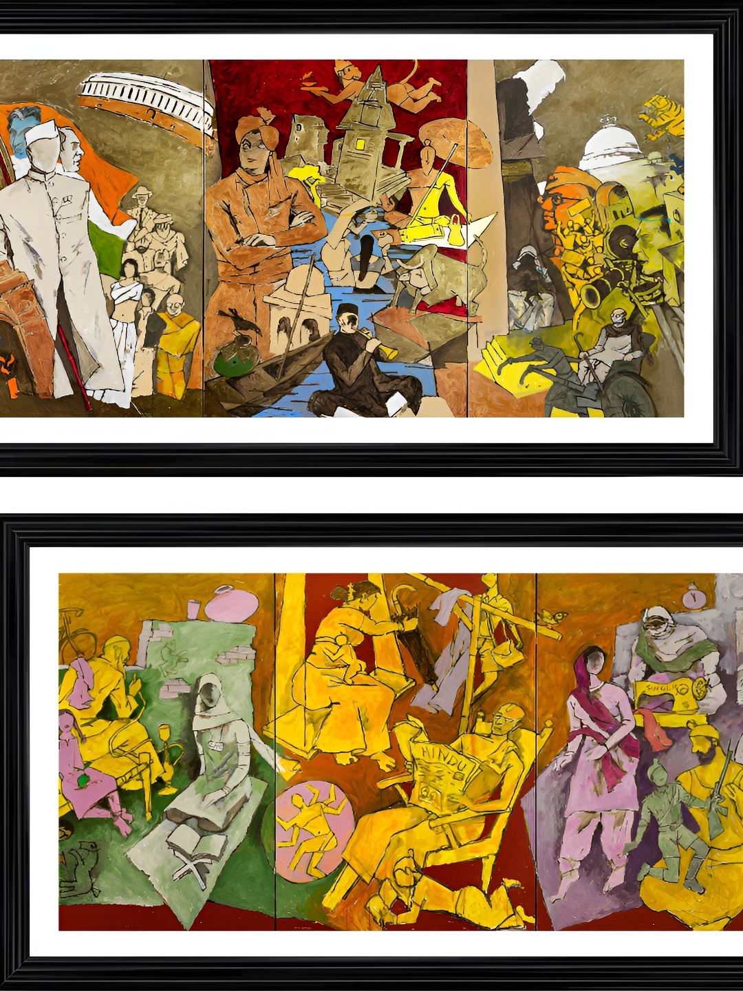 

Adventures India Green & Yellow 2 Pieces Wooden Painting Wall Art