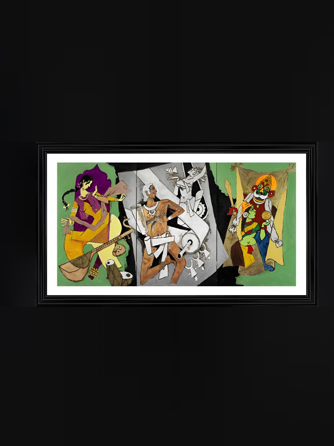 

Adventures India Green & Grey Wooden Other Wall Painting