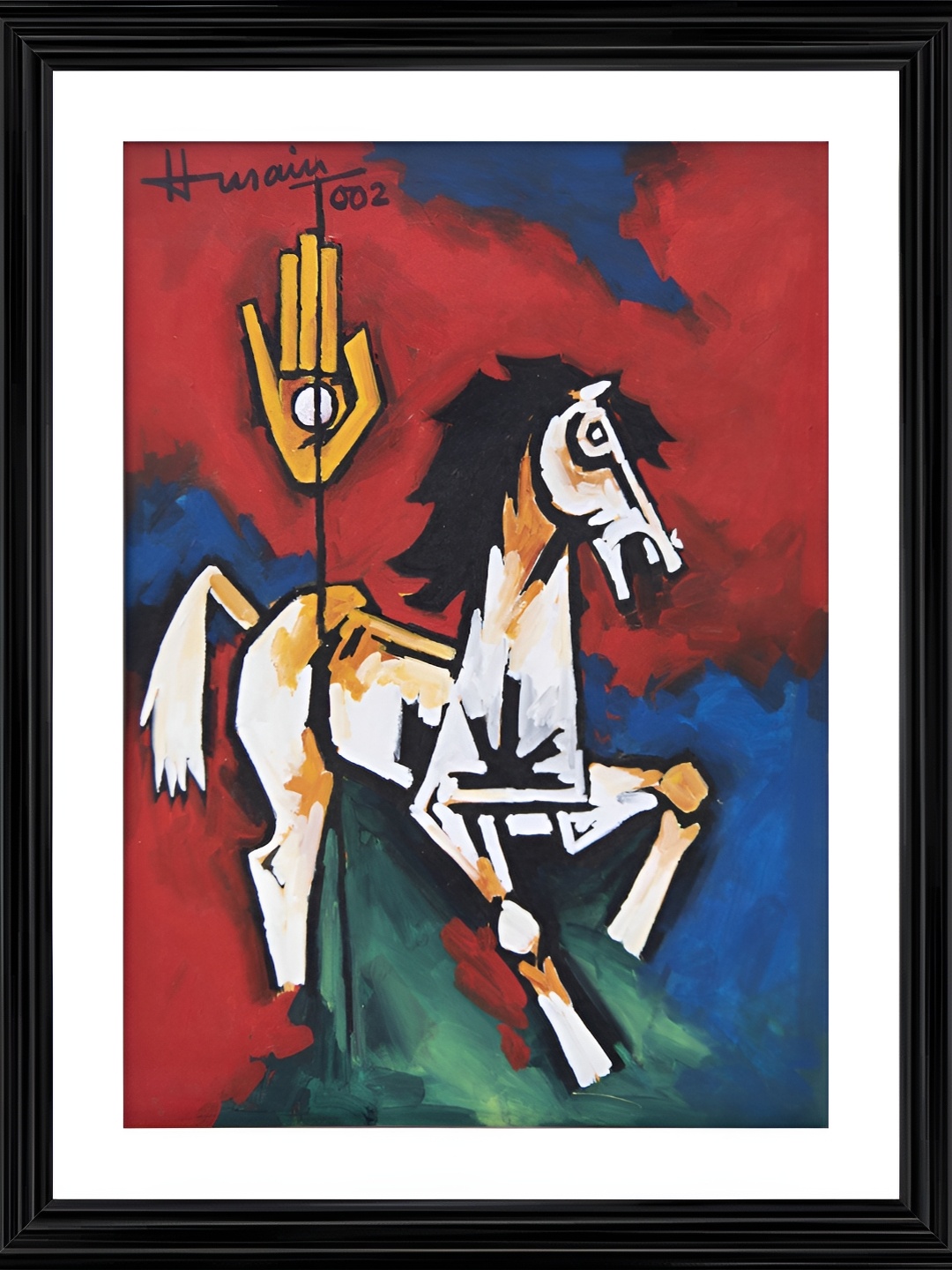 

Adventures India Red & Blue Wooden Painting Wall Art