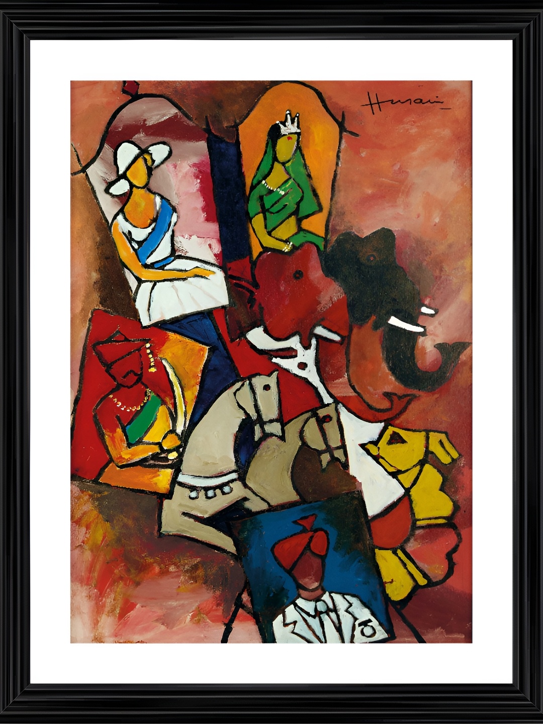 

Adventures India Red & White Wooden Painting Wall Art