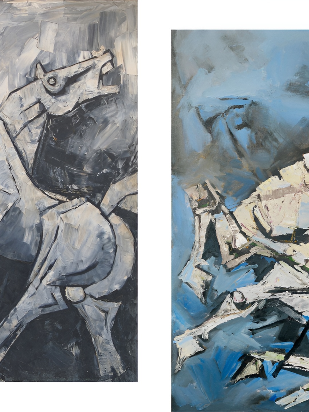 

Adventures India Grey & Blue 2 Pieces Horse & Horses Pain Wooden Painting Wall Arts