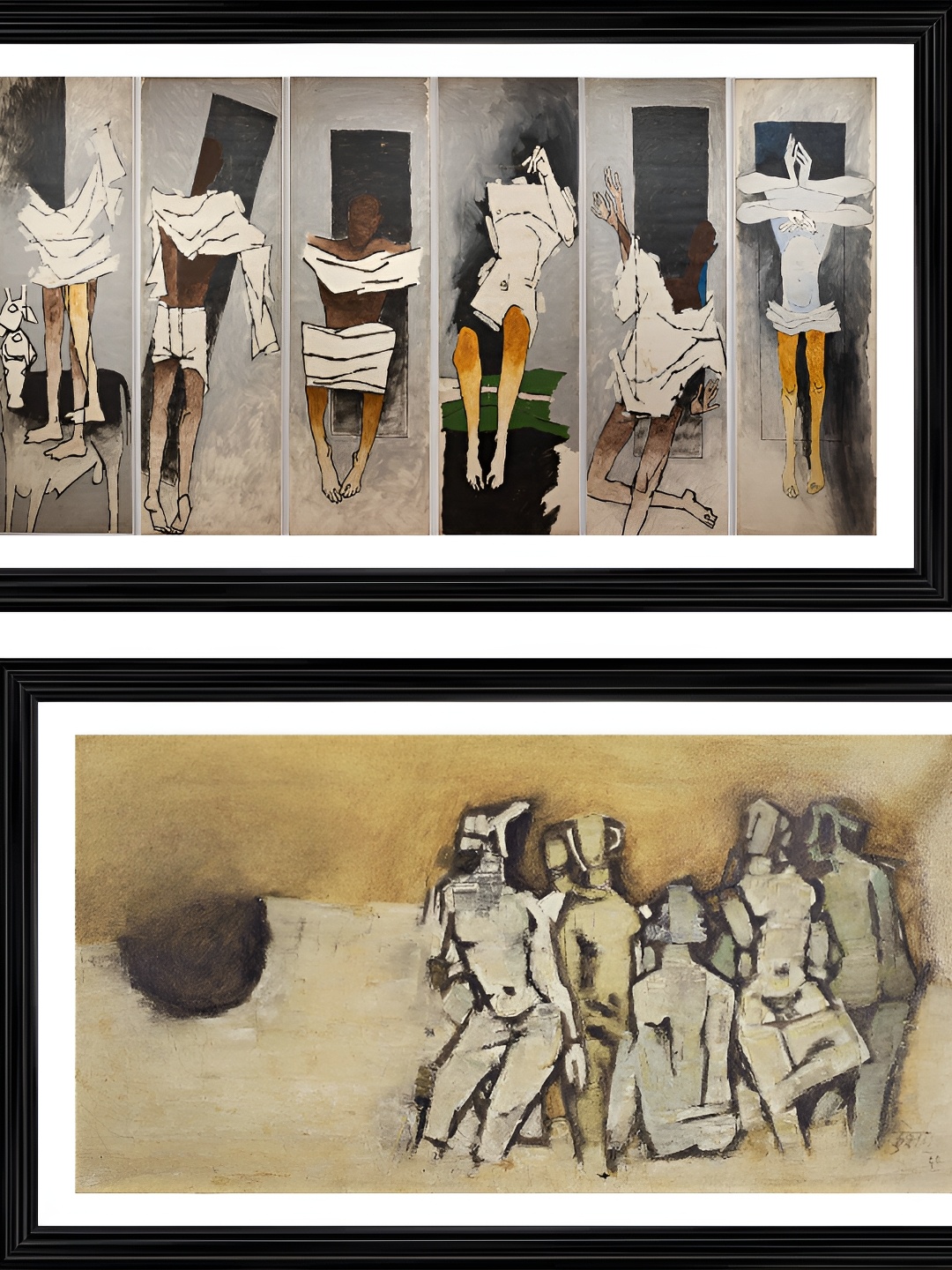 

Adventures India Beige & White 2 Pieces Wooden Painting Wall Arts