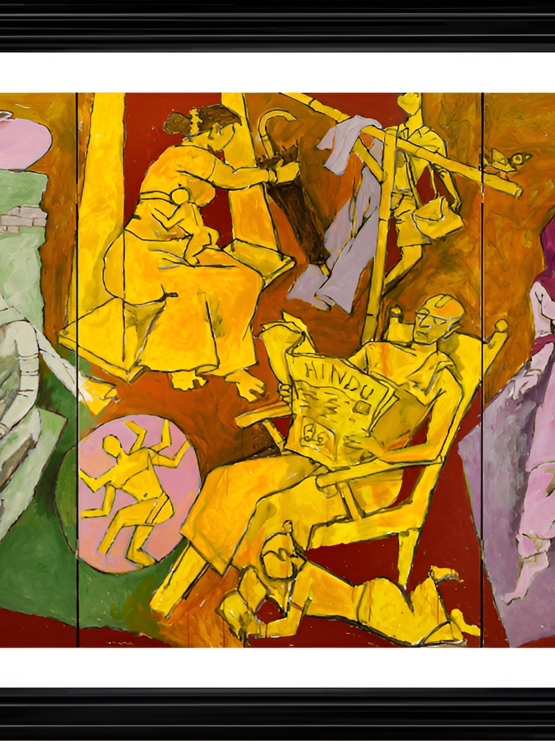 

Adventures India Yellow & Green Wooden Portrait Wall Painting