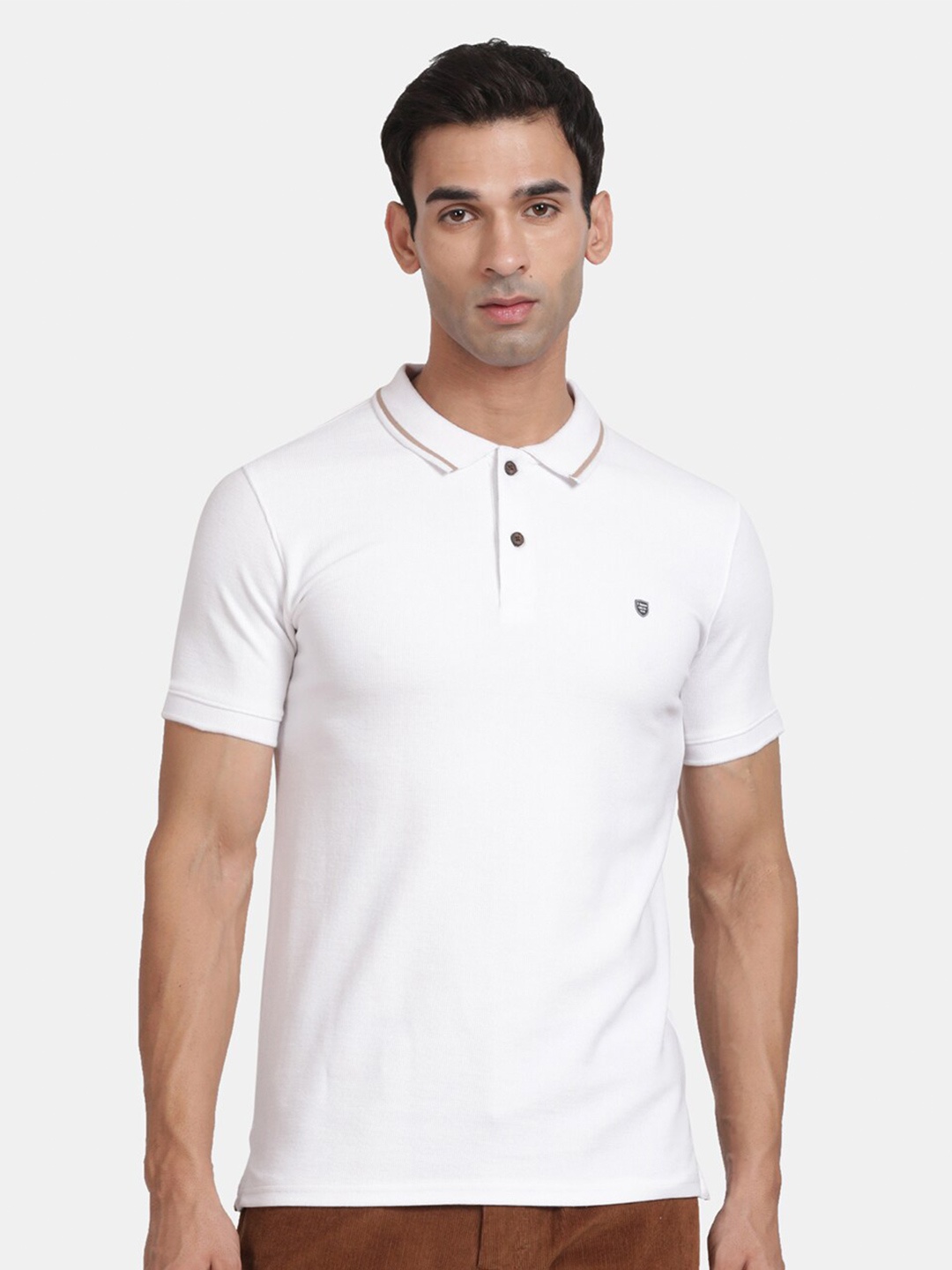 

t-base Polo Collar Relaxed Fit Cotton T-shirt, White