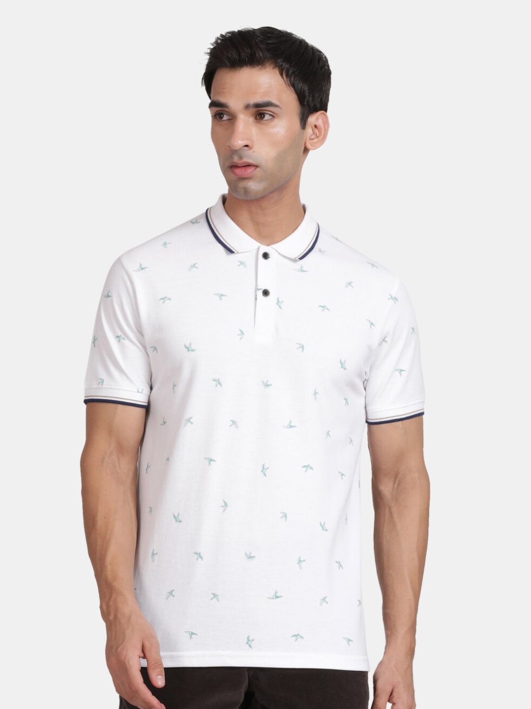 

t-base Printed Polo Collar T-shirt, White