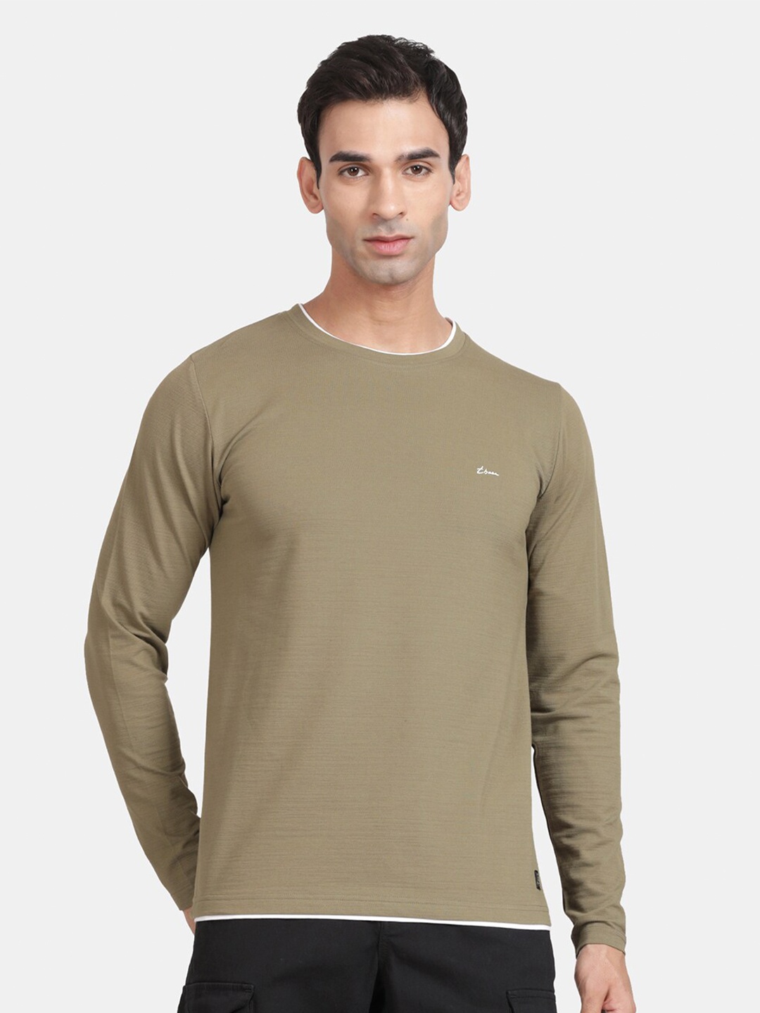 

t-base Round Neck Cotton Relaxed Fit T-shirt, Olive