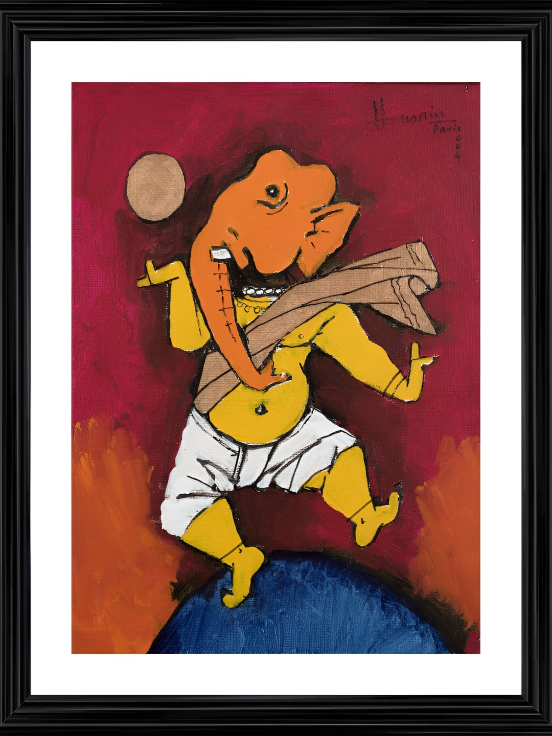 

Adventures India Yellow & White Religious Wooden Painting Wall Art