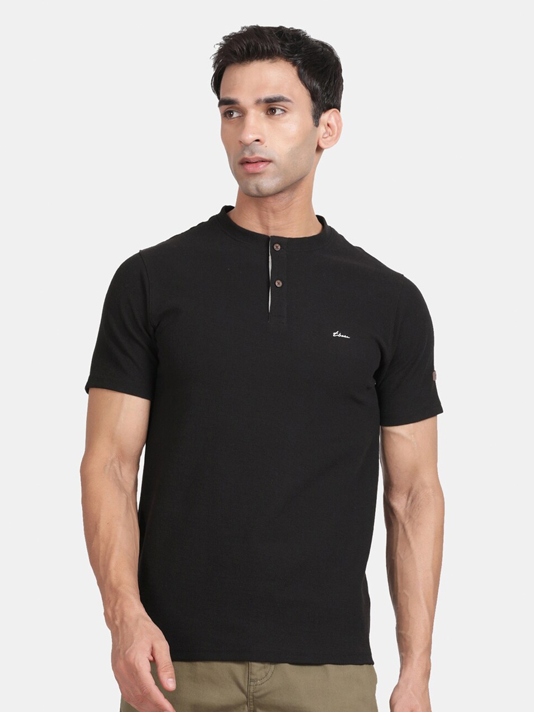 

t-base Henley Neck Relaxed Fit T-shirt, Black