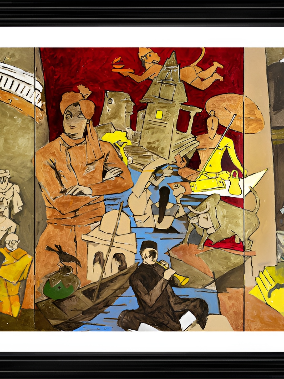 

Adventures India Green & Orange 1 Piece Wood Other Wall Paintings