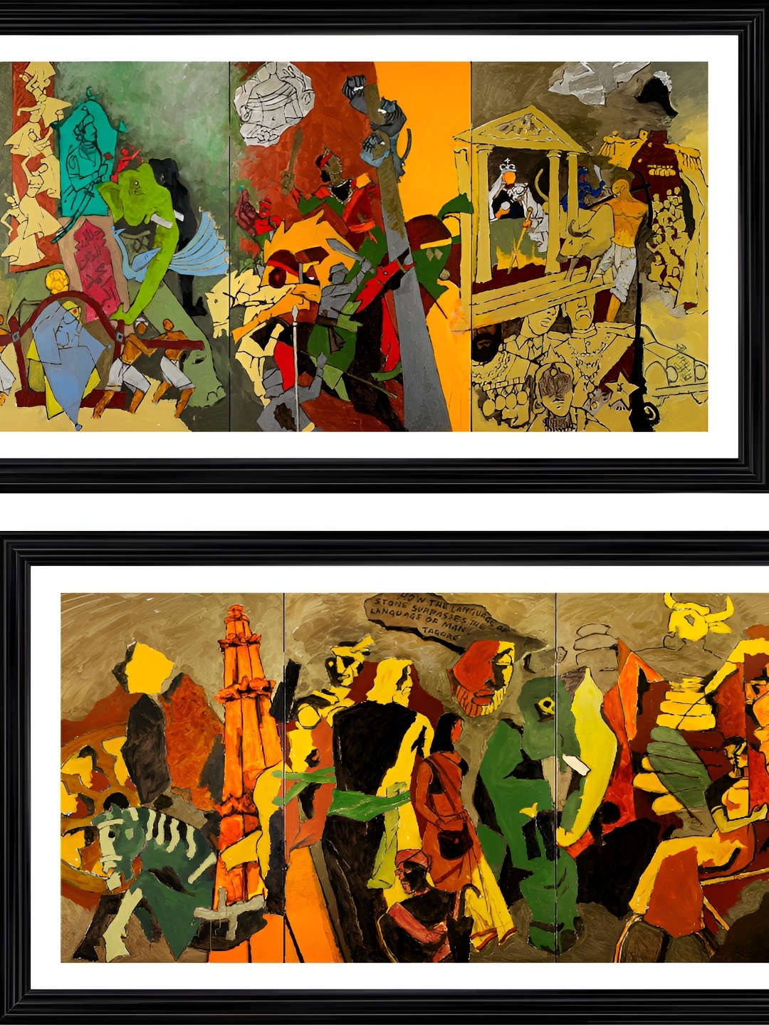 

Adventures India Green & Orange 2 Pieces Wooden Painting Wall Arts