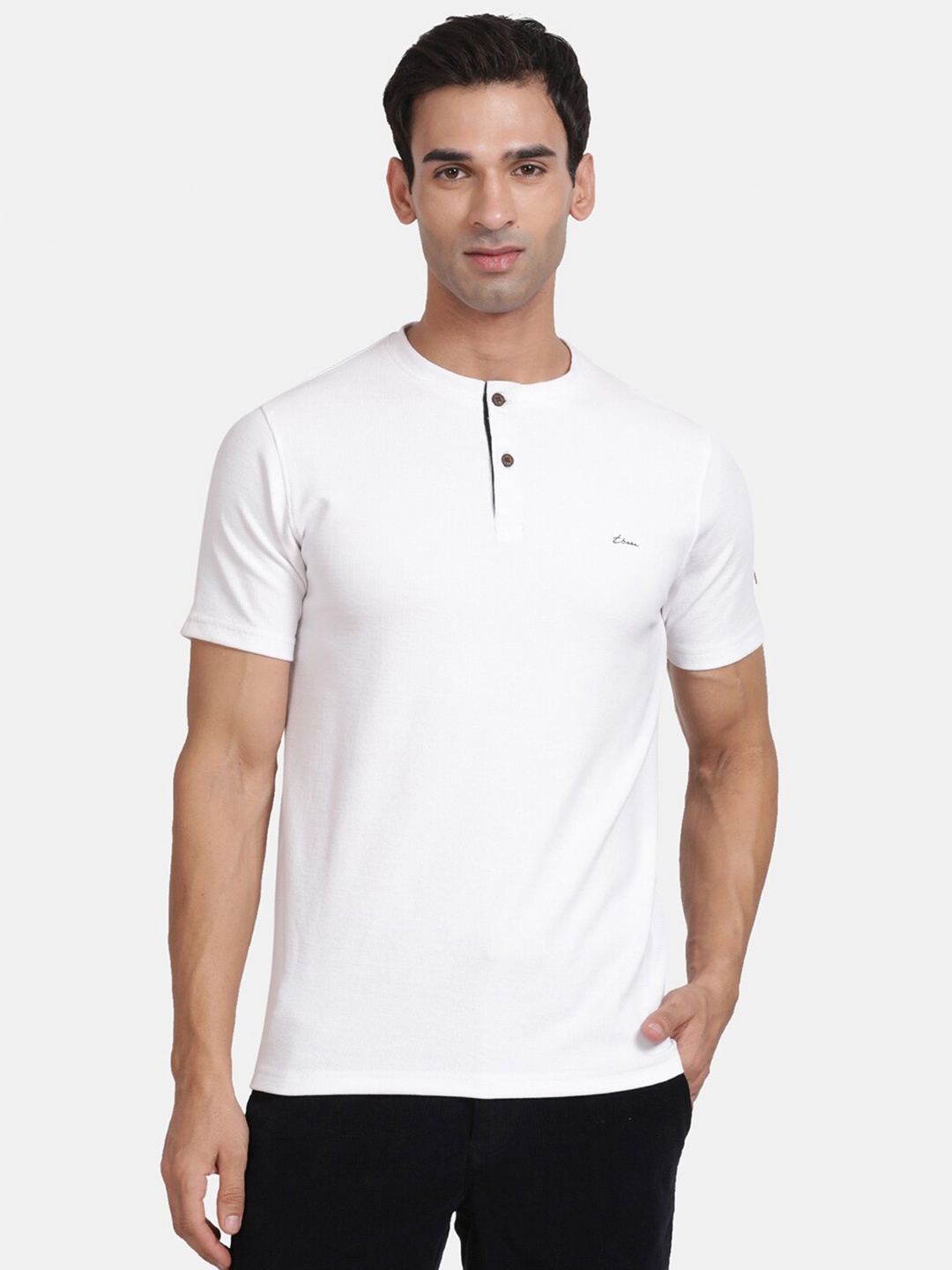 

t-base Henley Neck Relaxed Fit Cotton T-shirt, White