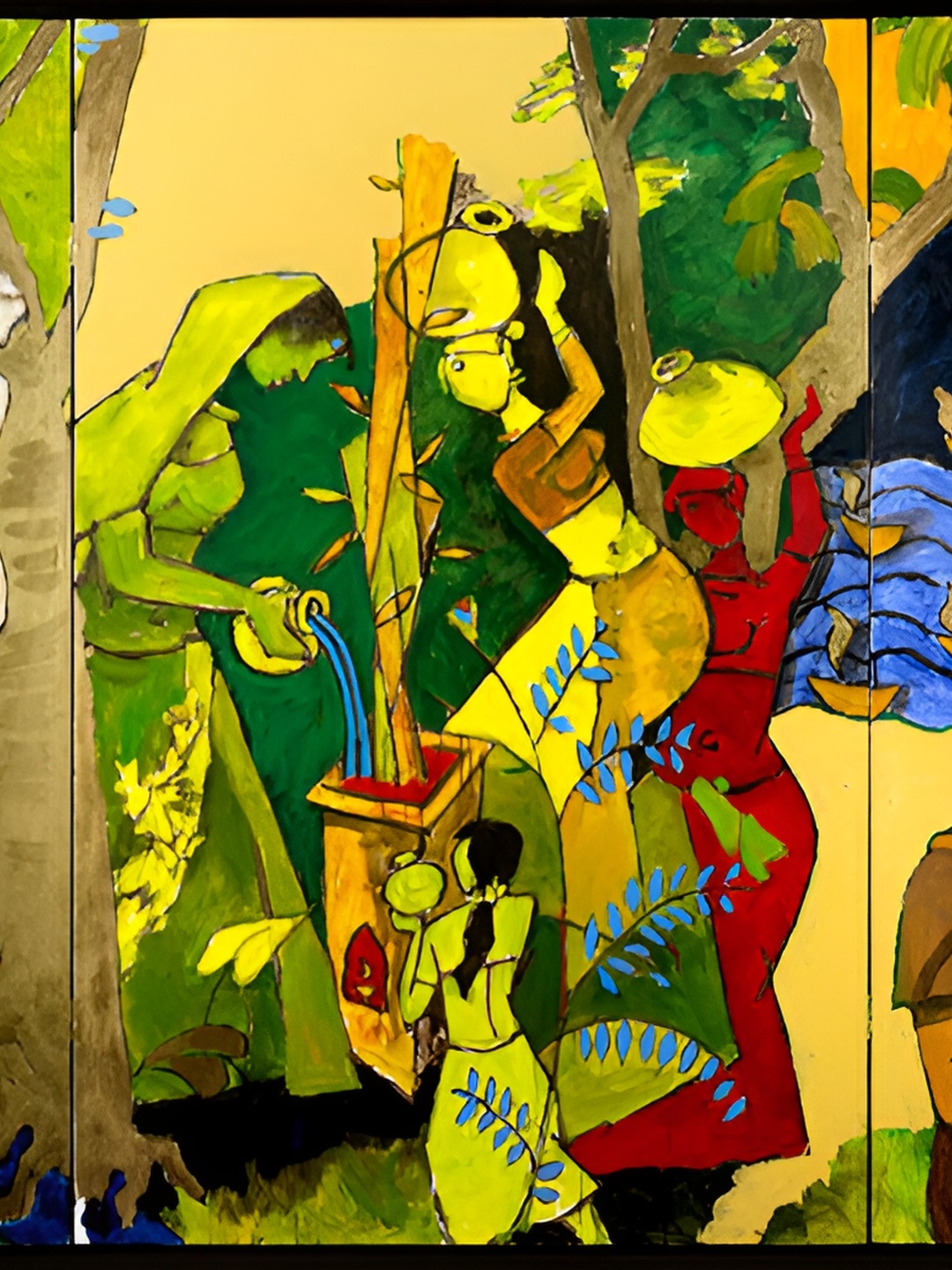 

Adventures India Yellow & Green Wooden Wall Paintings