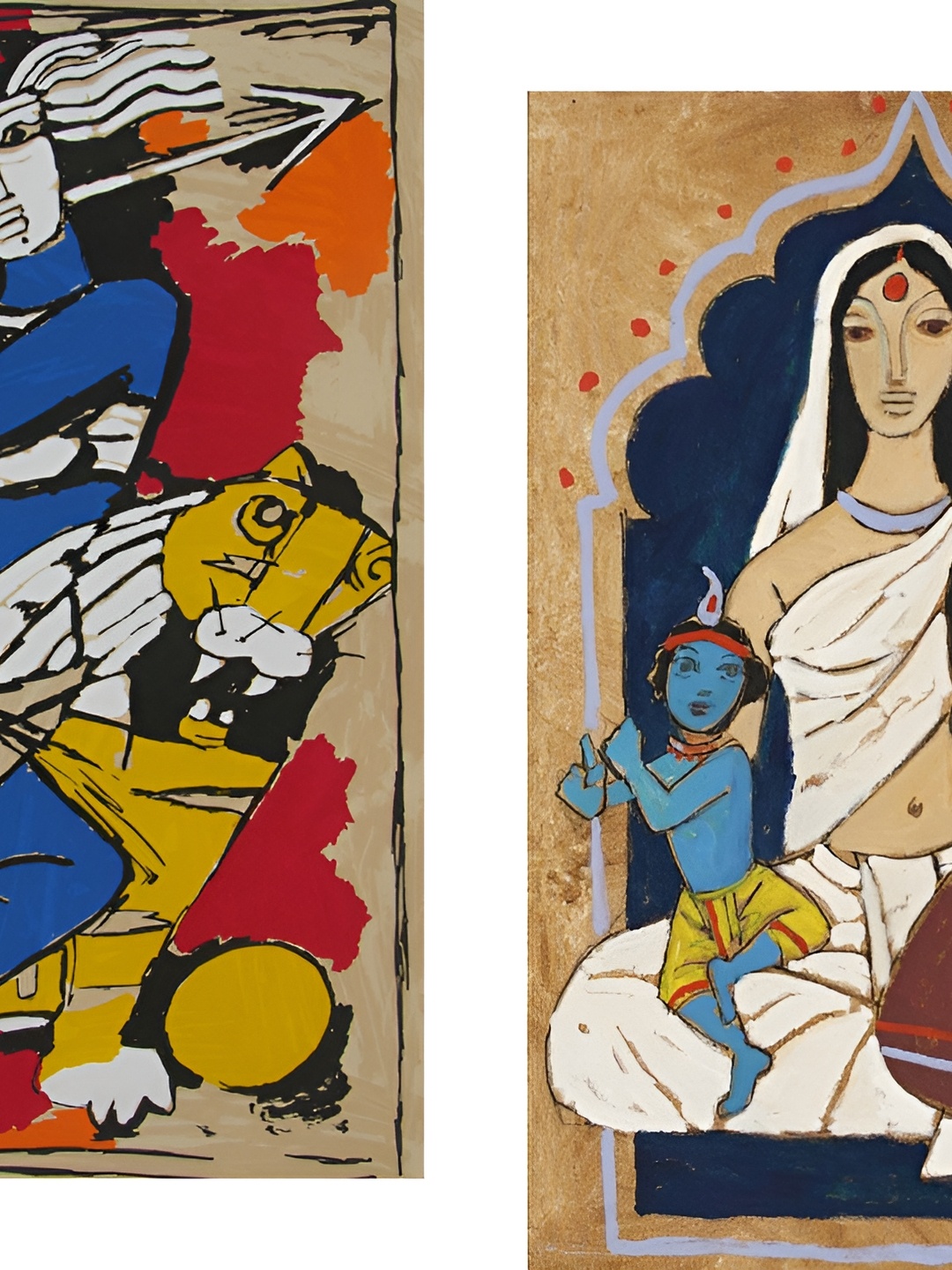 

Adventures India Multicoloured 2 Pieces Wooden Portrait Wall Paintings, Multi