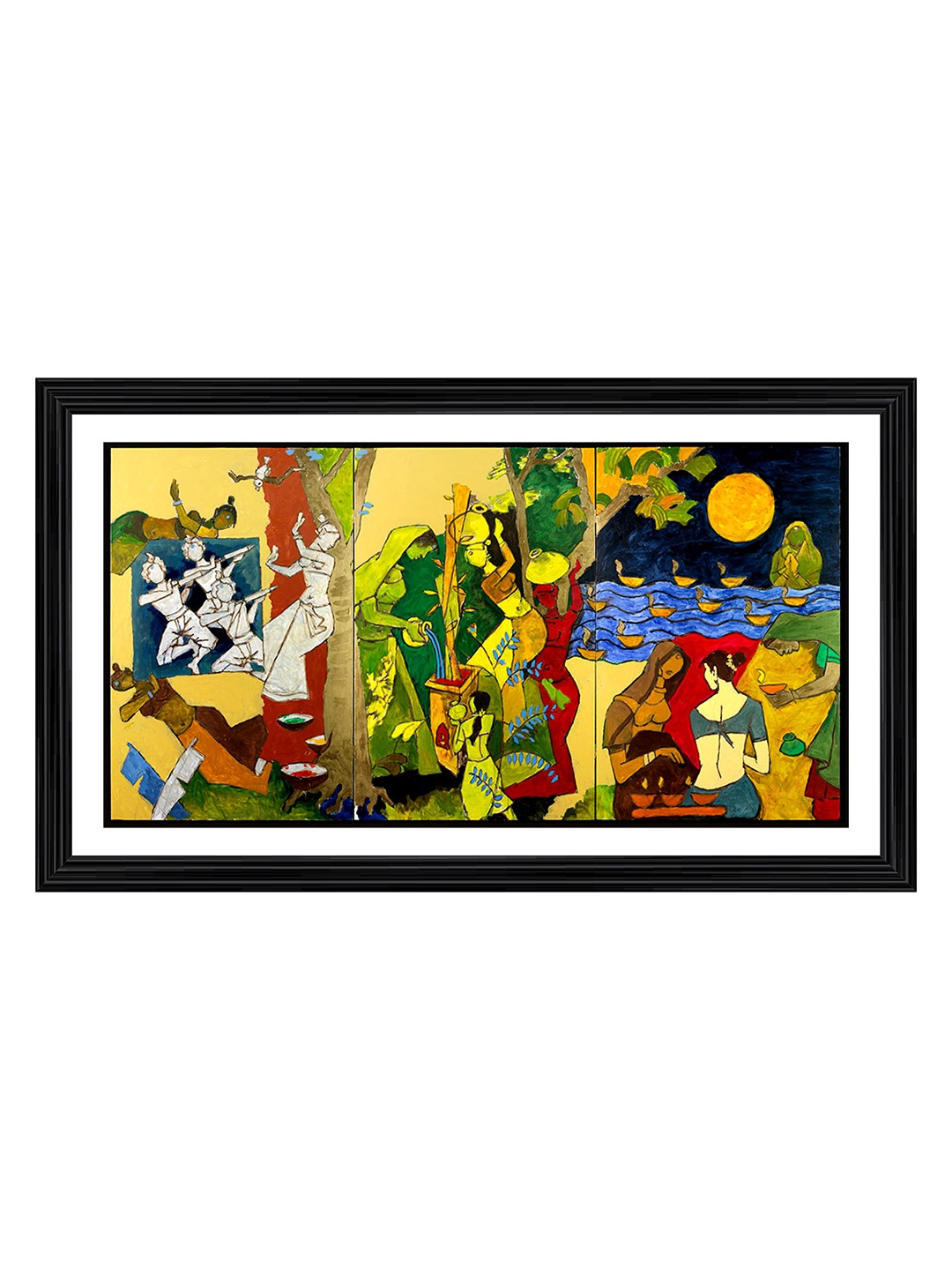

Adventures India Yellow & Green Wooden Painting Wall Art