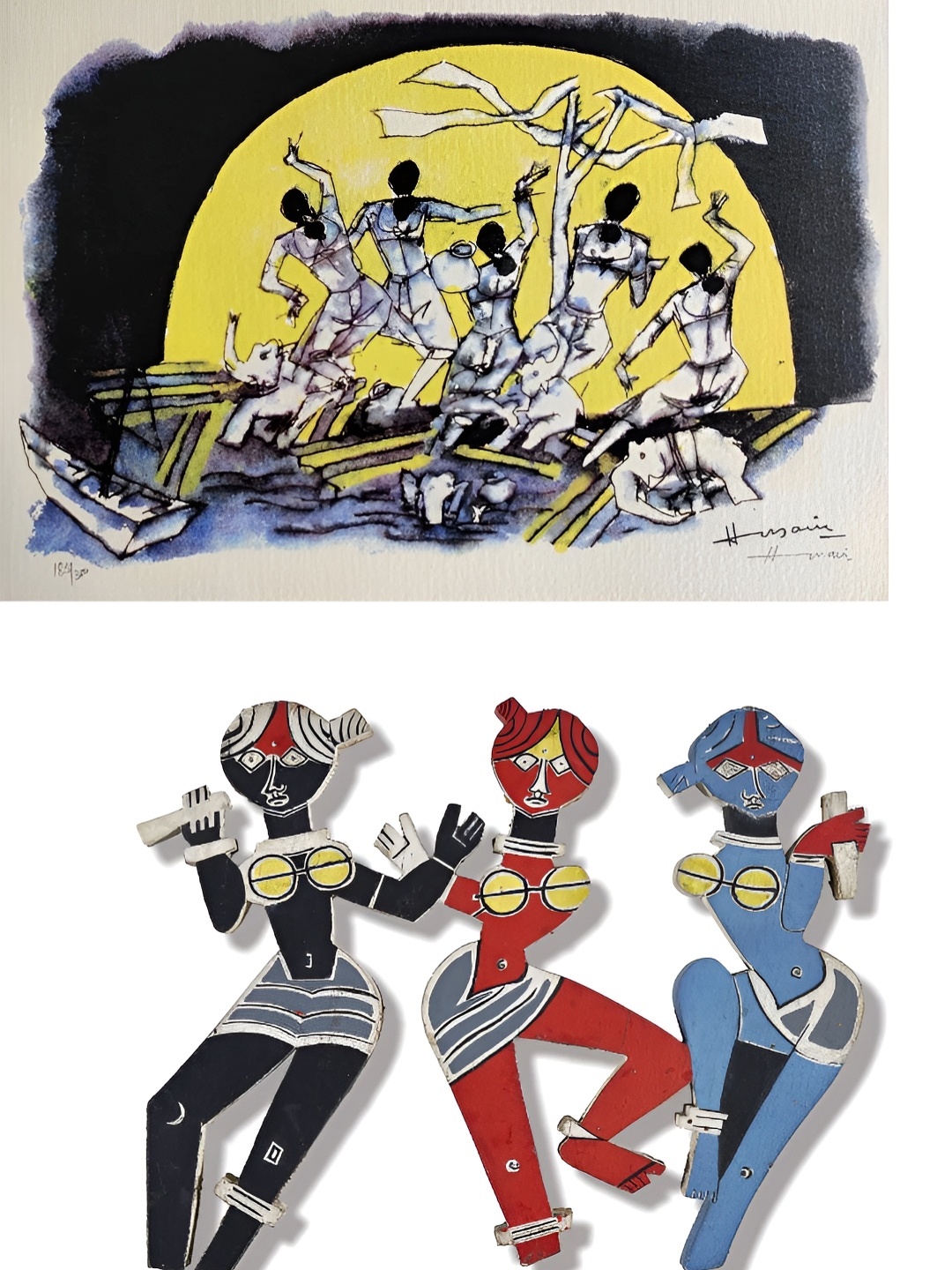 

Adventures India White & Blue 2 Pieces Wooden Painting Wall Art