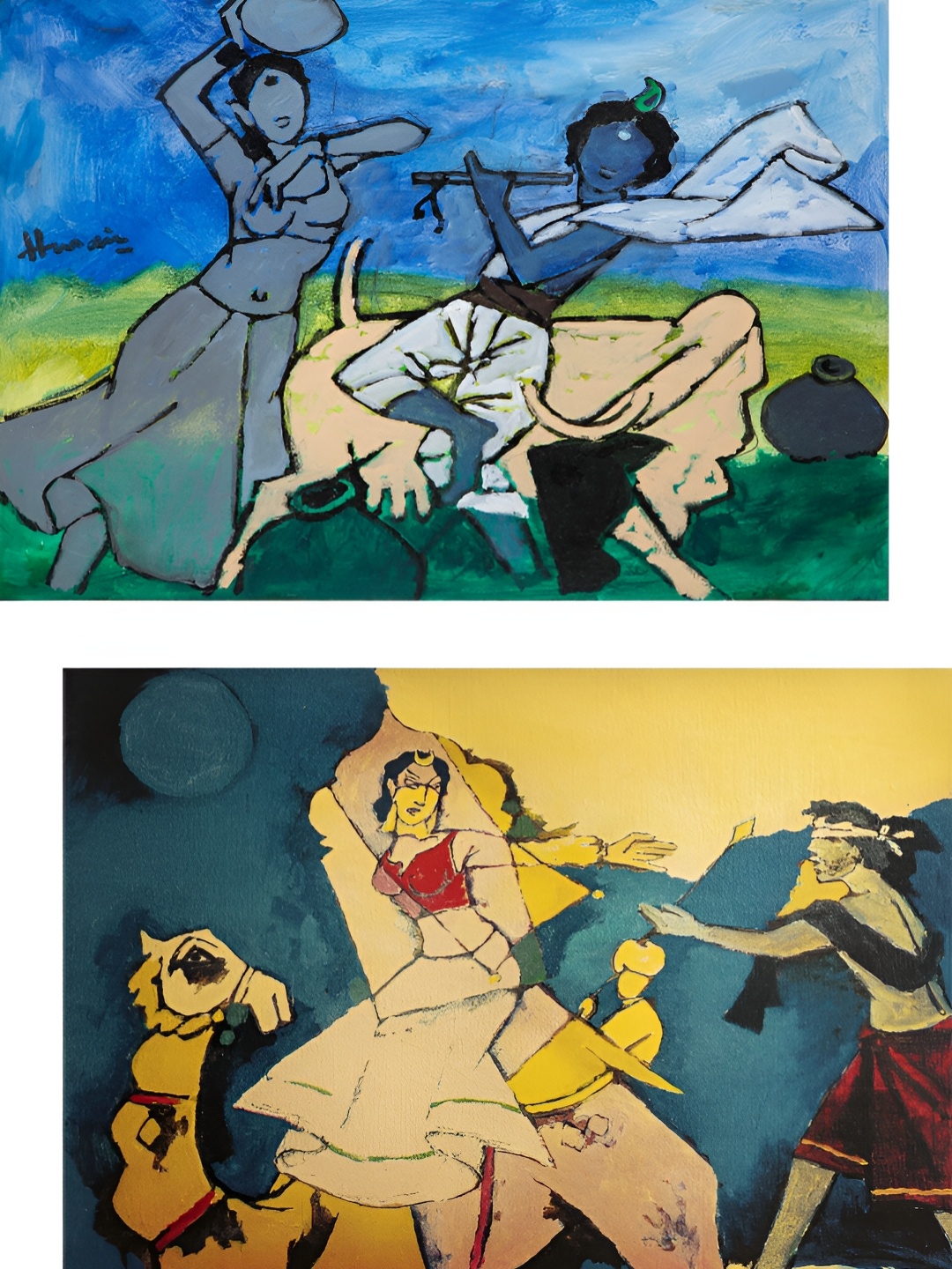 

Adventures India Beige & Blue 2 Piece Wooden Wall Painting