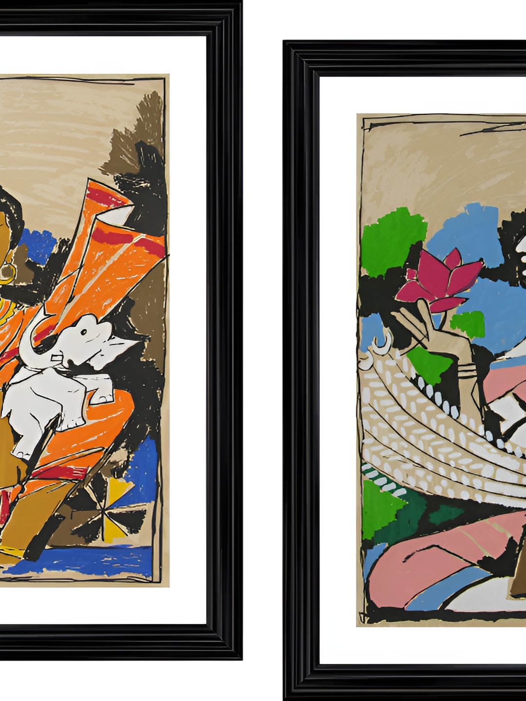 

Adventures India Beige 2 Pieces Wooden Religious Wall Paintings