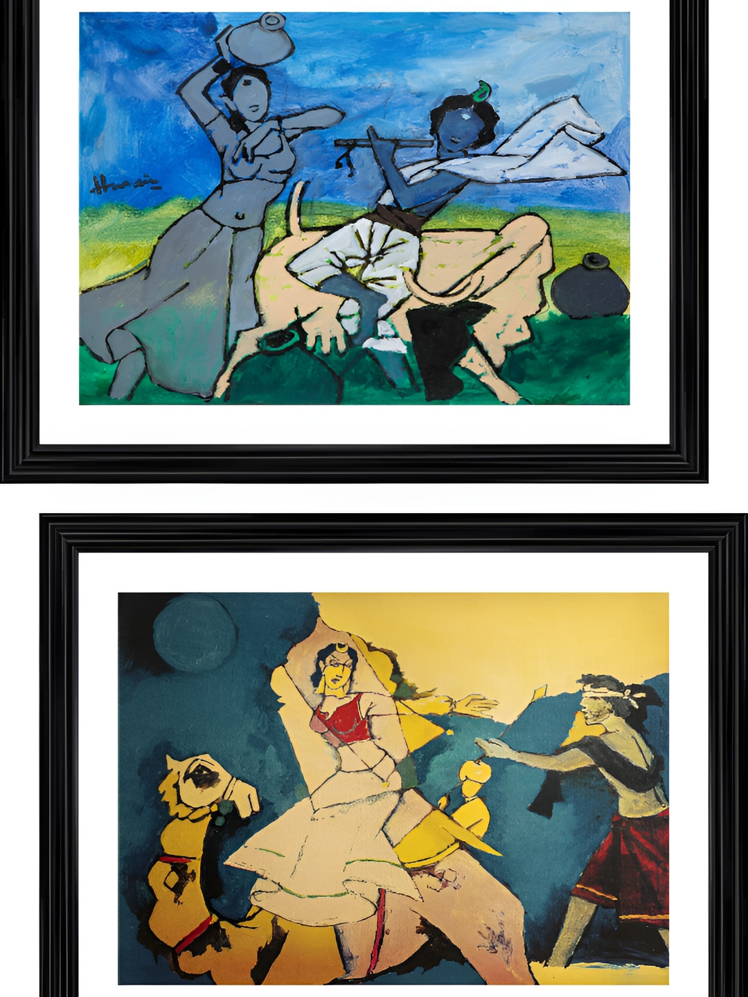 

Adventures India Blue 2 Pieces Wooden Wall Art, Multi