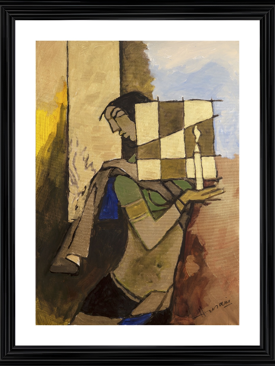 

Adventures India Brown Cream Wooden Portrait Wall Painting