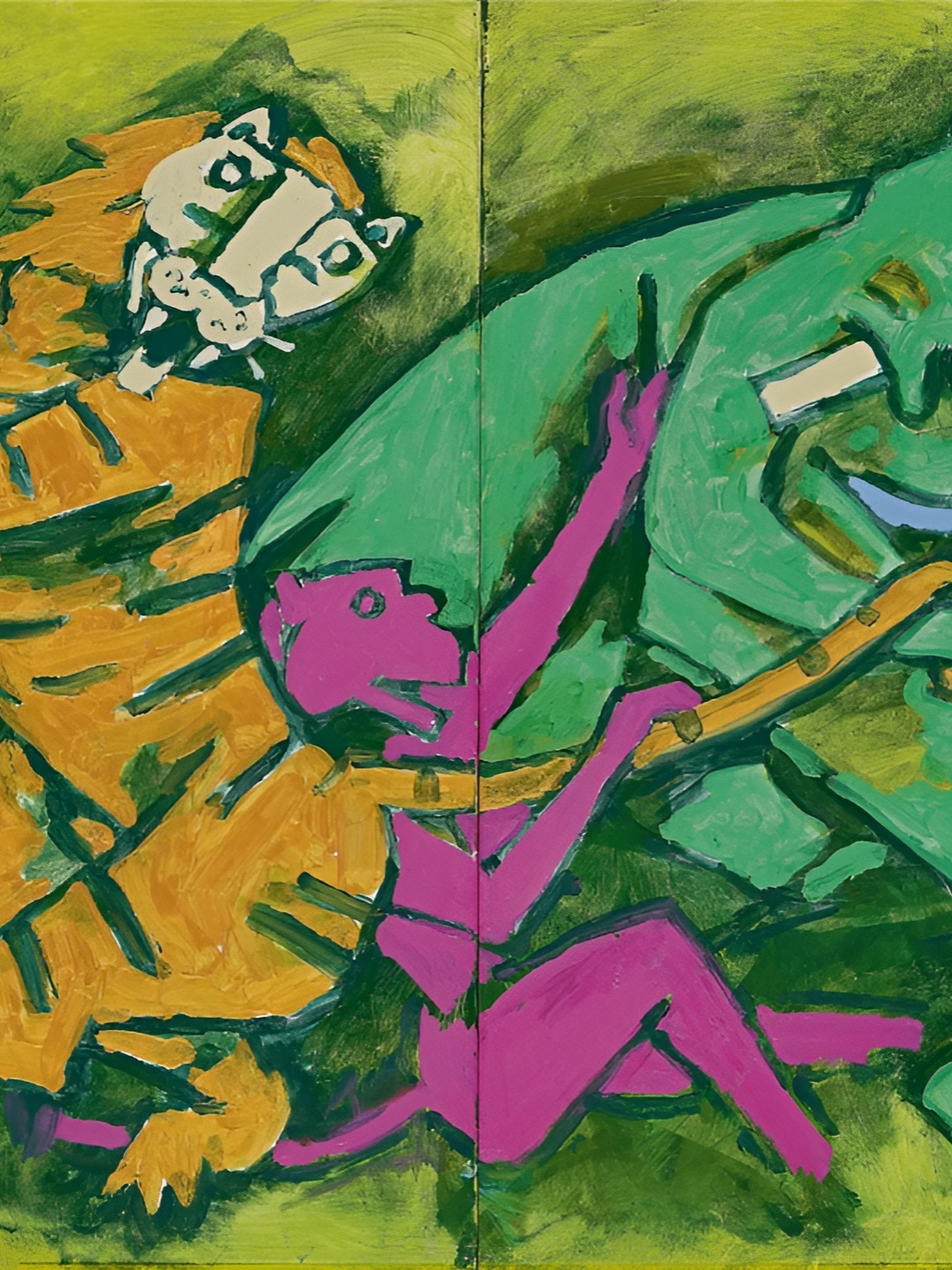 

Adventures India Green & Yellow Wooden Painting Wall Art