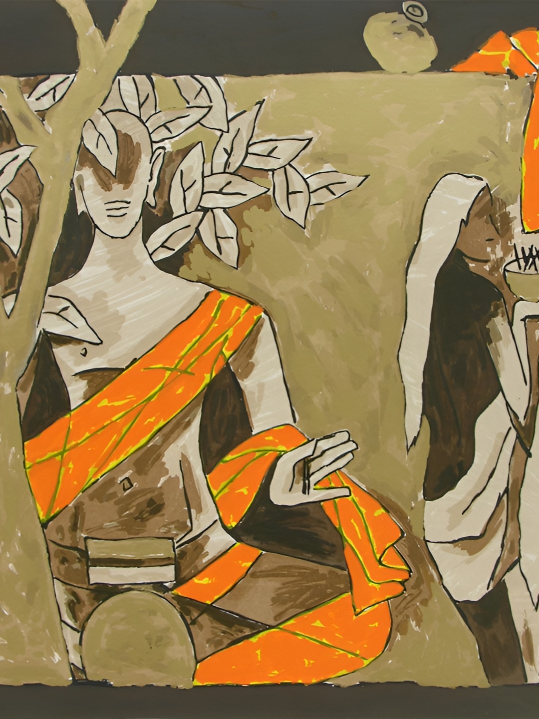 

Adventures India Green & Orange 1 Piece Wood Other Wall Paintings