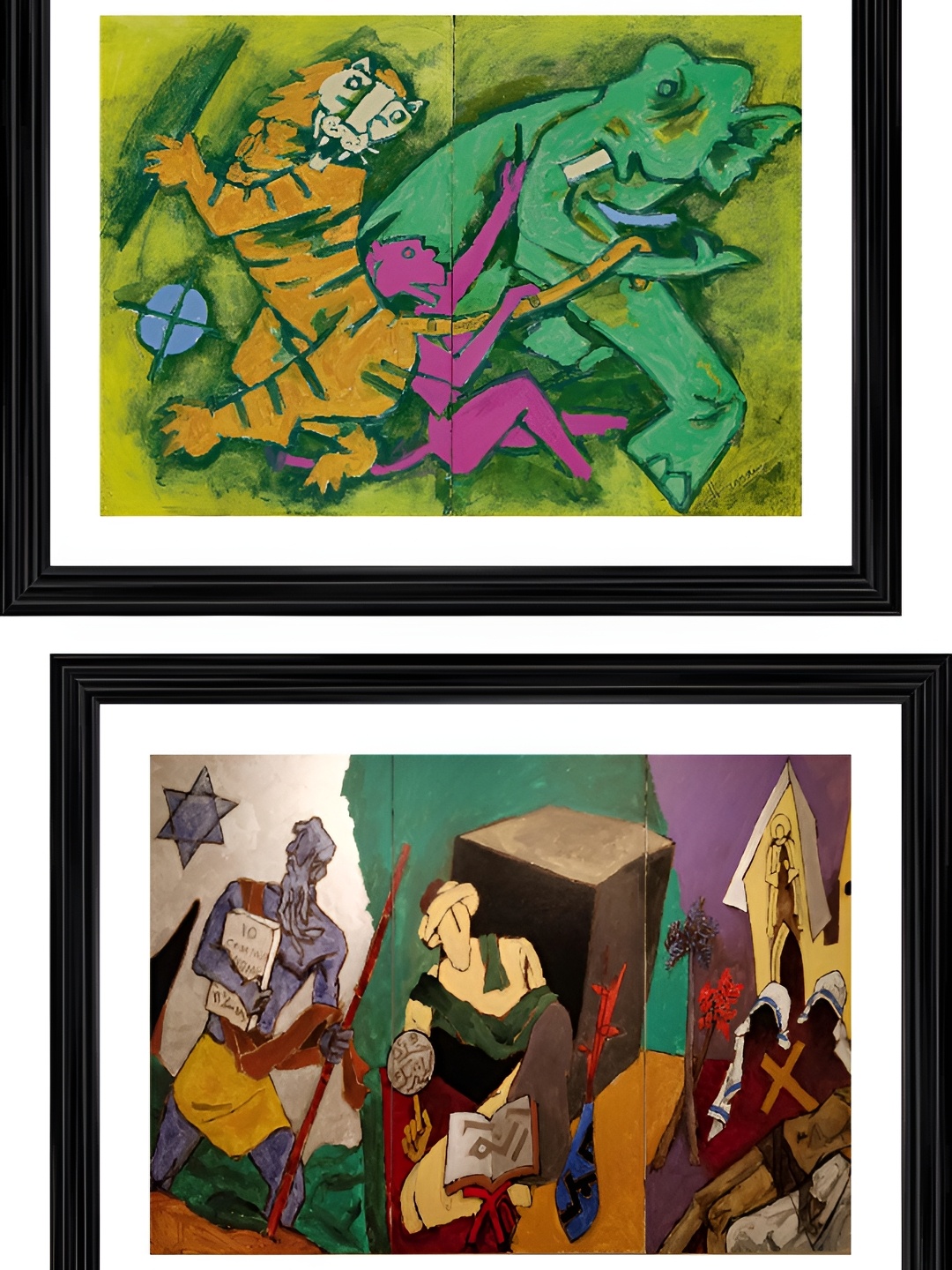 

Adventures India Green & Purple 2 Piece Wood Other Wall Paintings