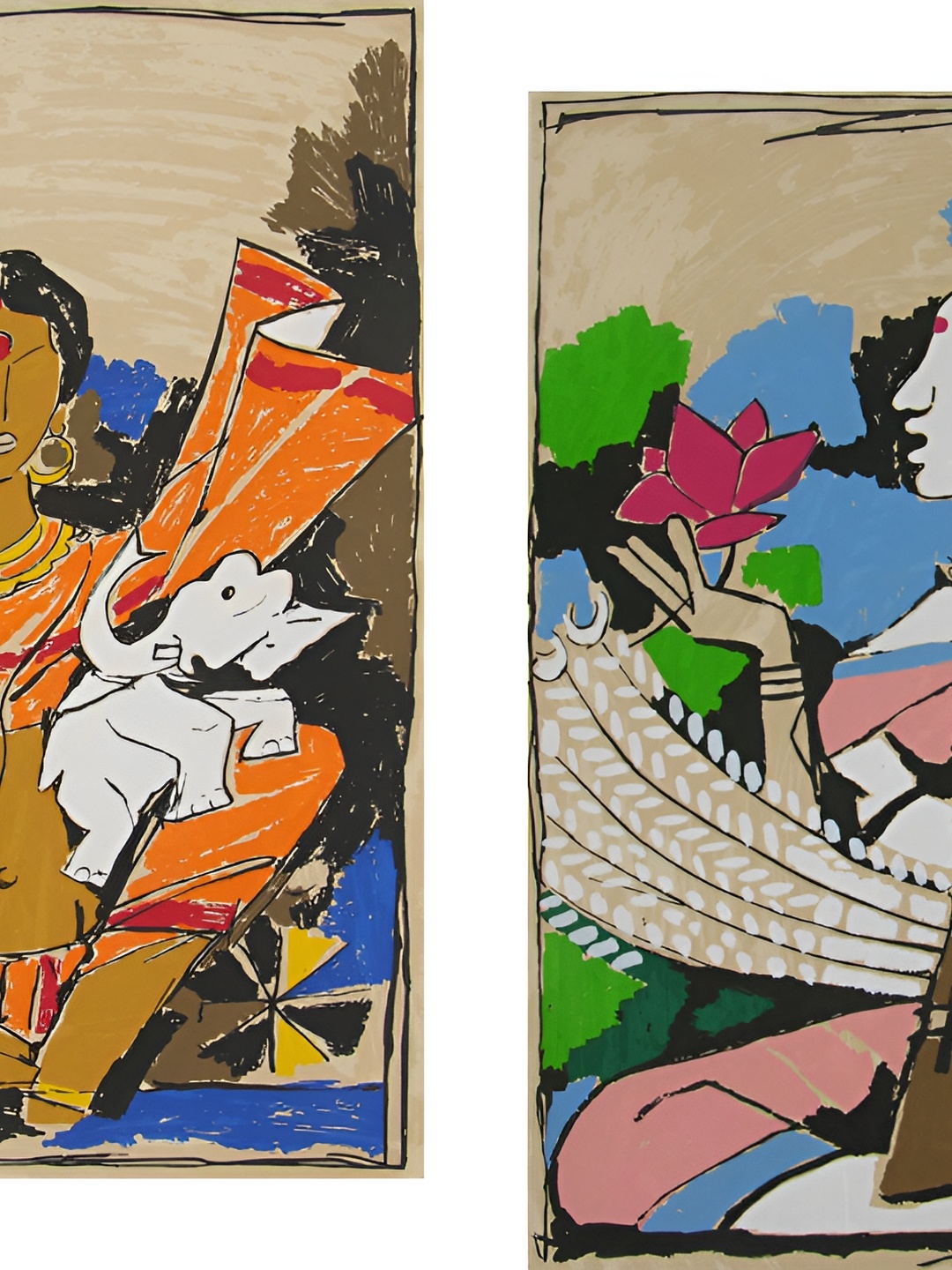 

Adventures India Green & White 2 Pieces Wooden Wall Art