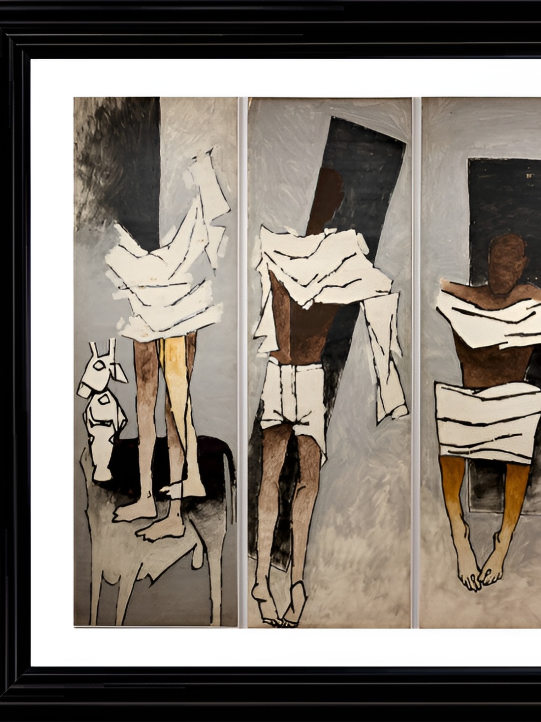 

Adventures India White & Grey Mahatma's Story Wooden Painting Wall Art