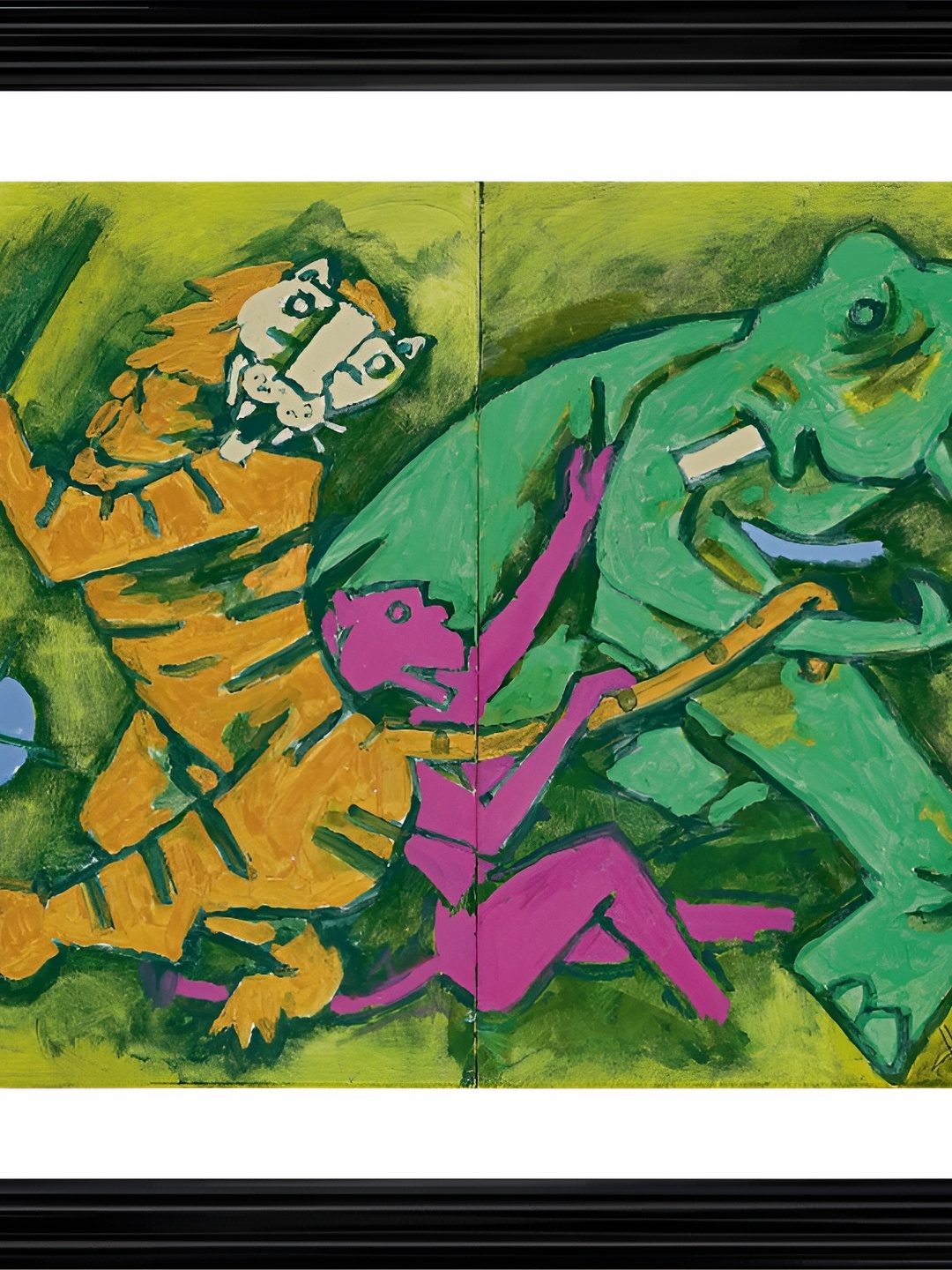 

Adventures India White & Green Wooden Painting Wall Art