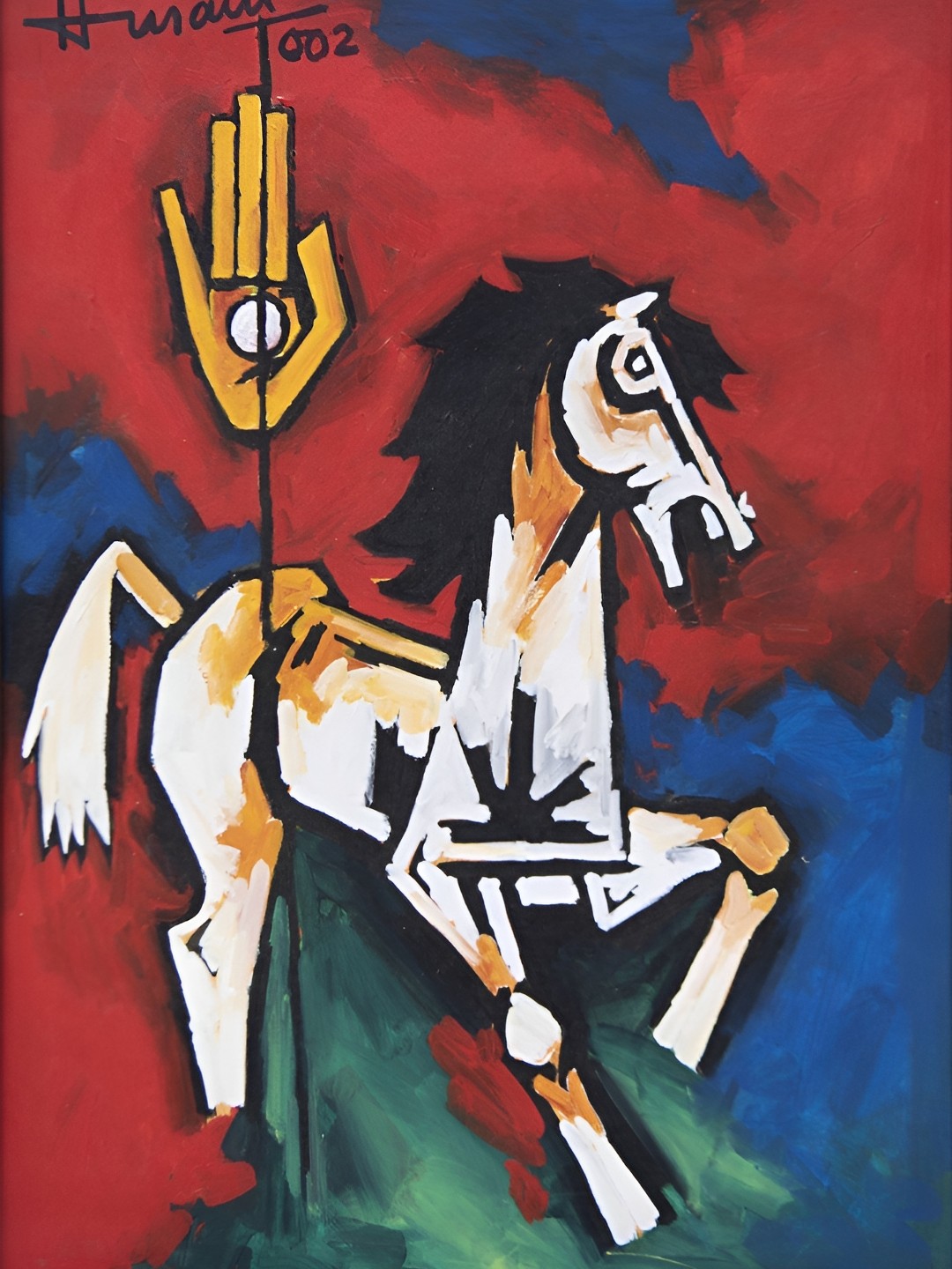 

Adventures India Red & Blue Wooden Painting Wall Art