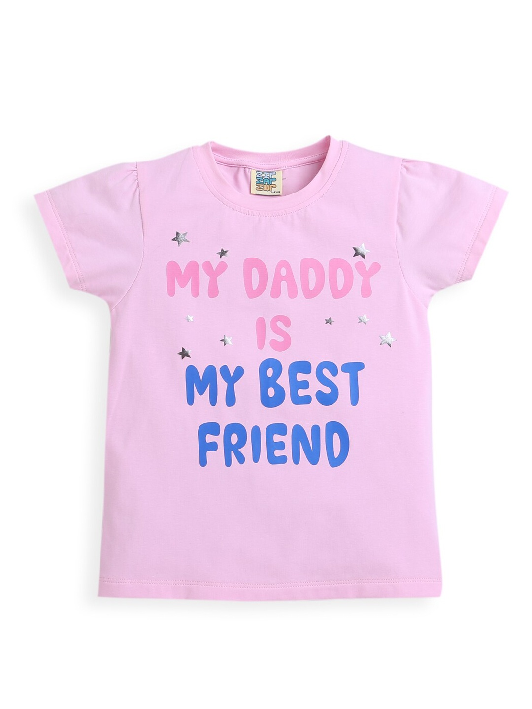 

ZIP ZAP ZOOP Girls Typography Printed Pure Cotton T-shirt, Pink
