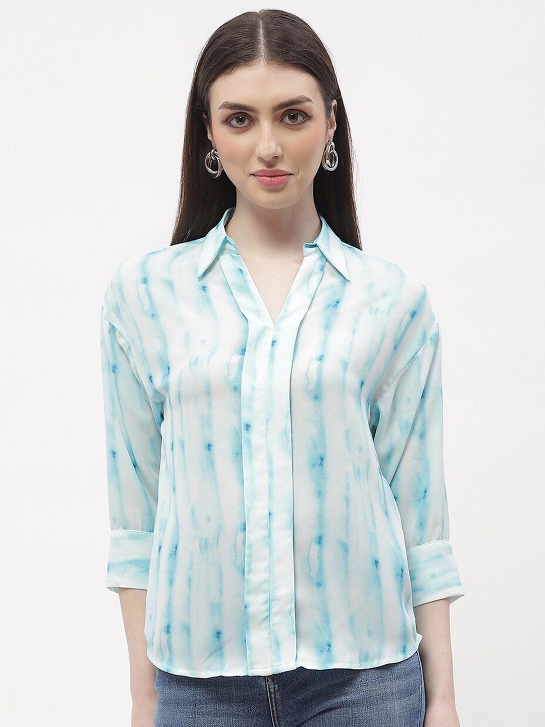 

Madame Tie & Dye Printed Shirt Style Top, Blue
