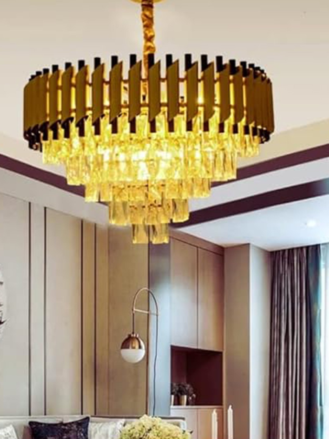 

ADWAIT Gold Toned 5 Tier Ceiling Lamp