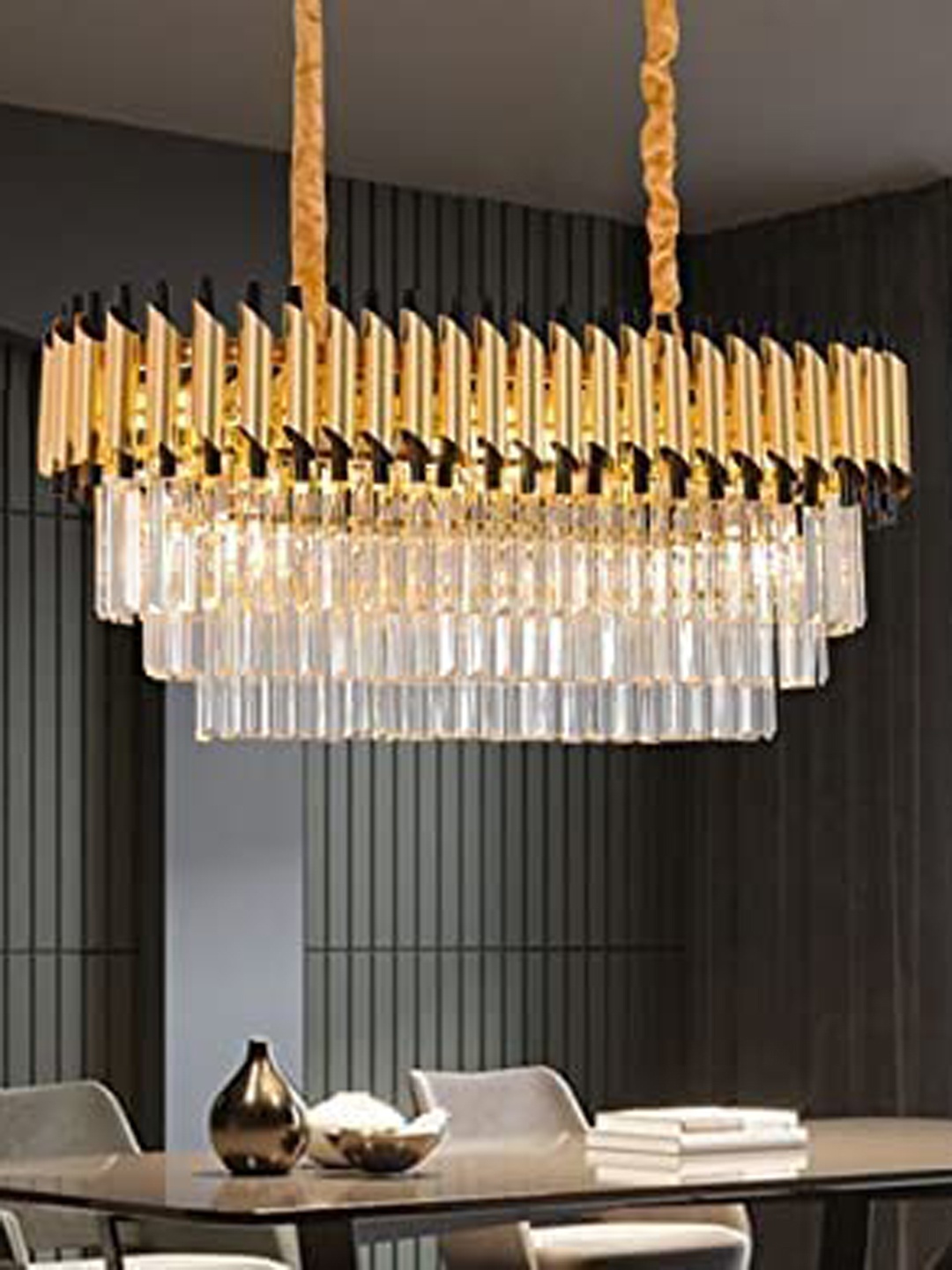 

ADWAIT Gold Toned 3 Tier Ceiling Lamp